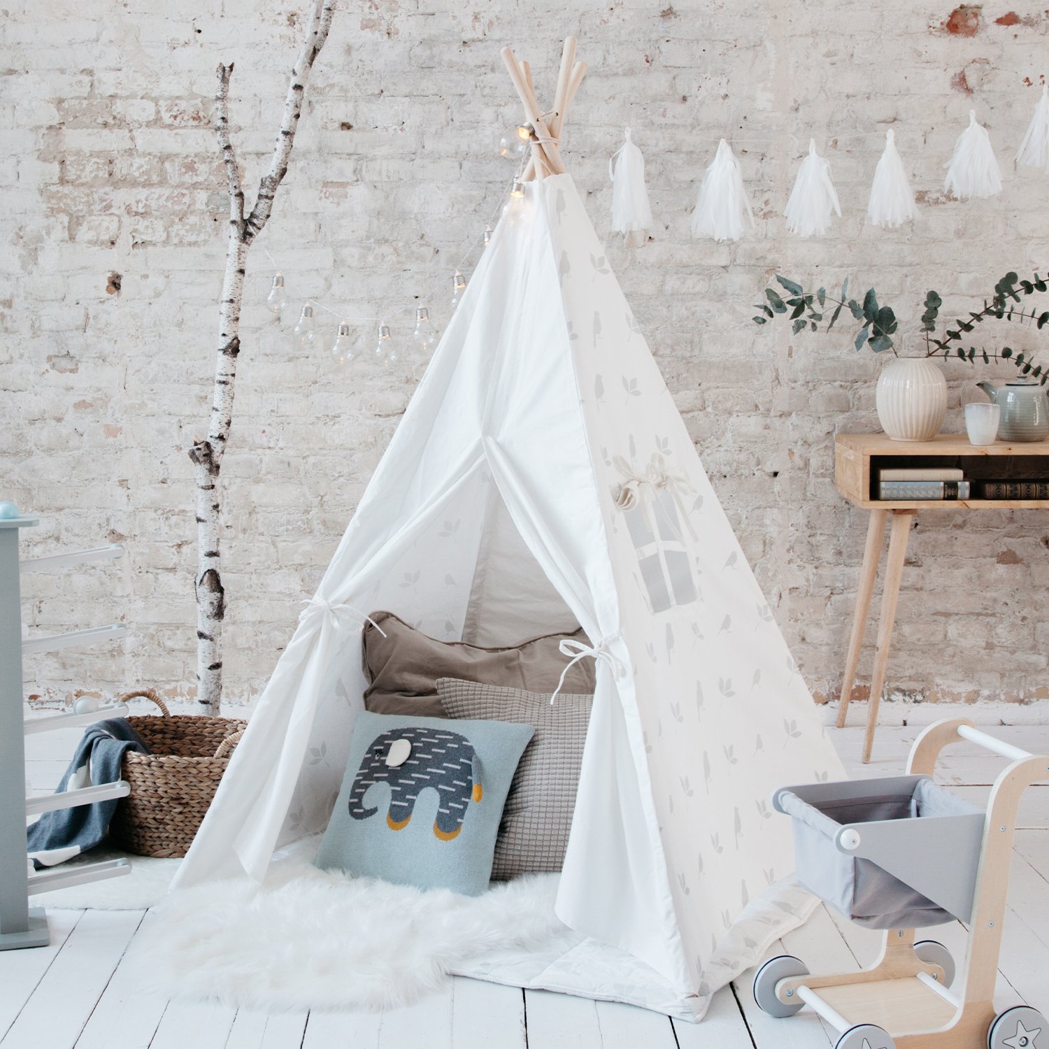 Rainbow cotton baby cushion cover KINDSGUT Grey