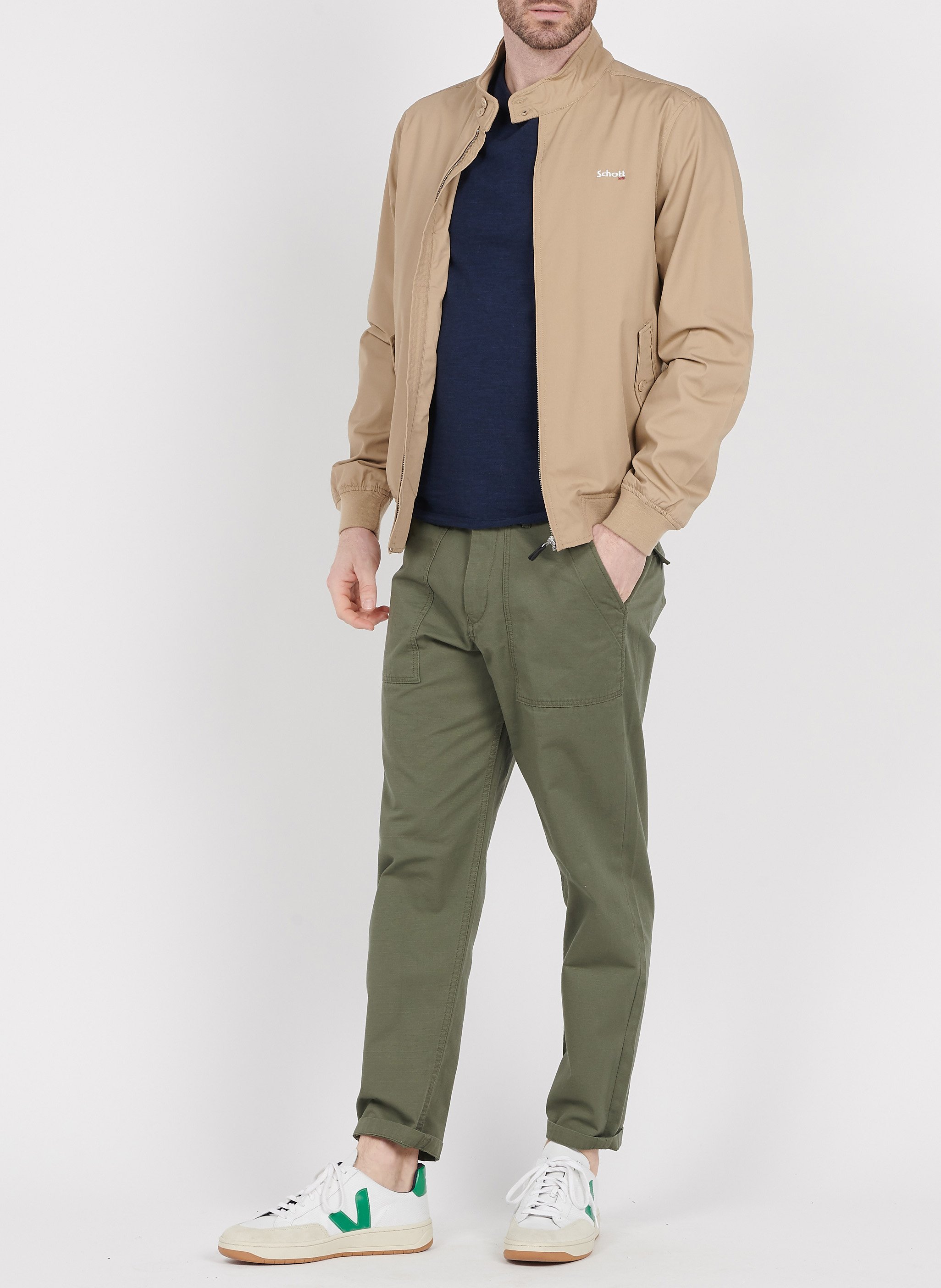 Blouson col montant regular-fit SCHOTT Beige