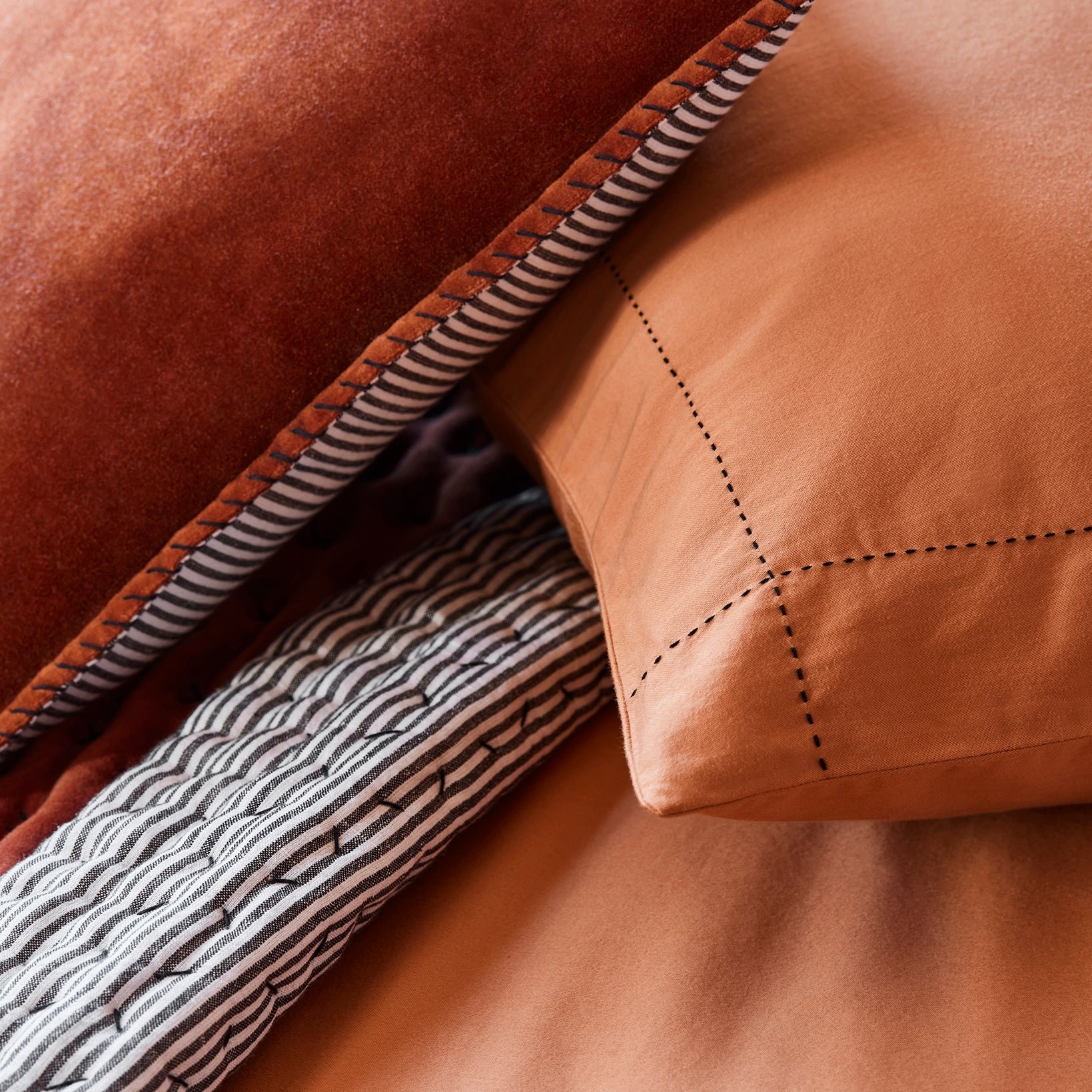 Set of 2 cotton pillowcases MADURA Orange