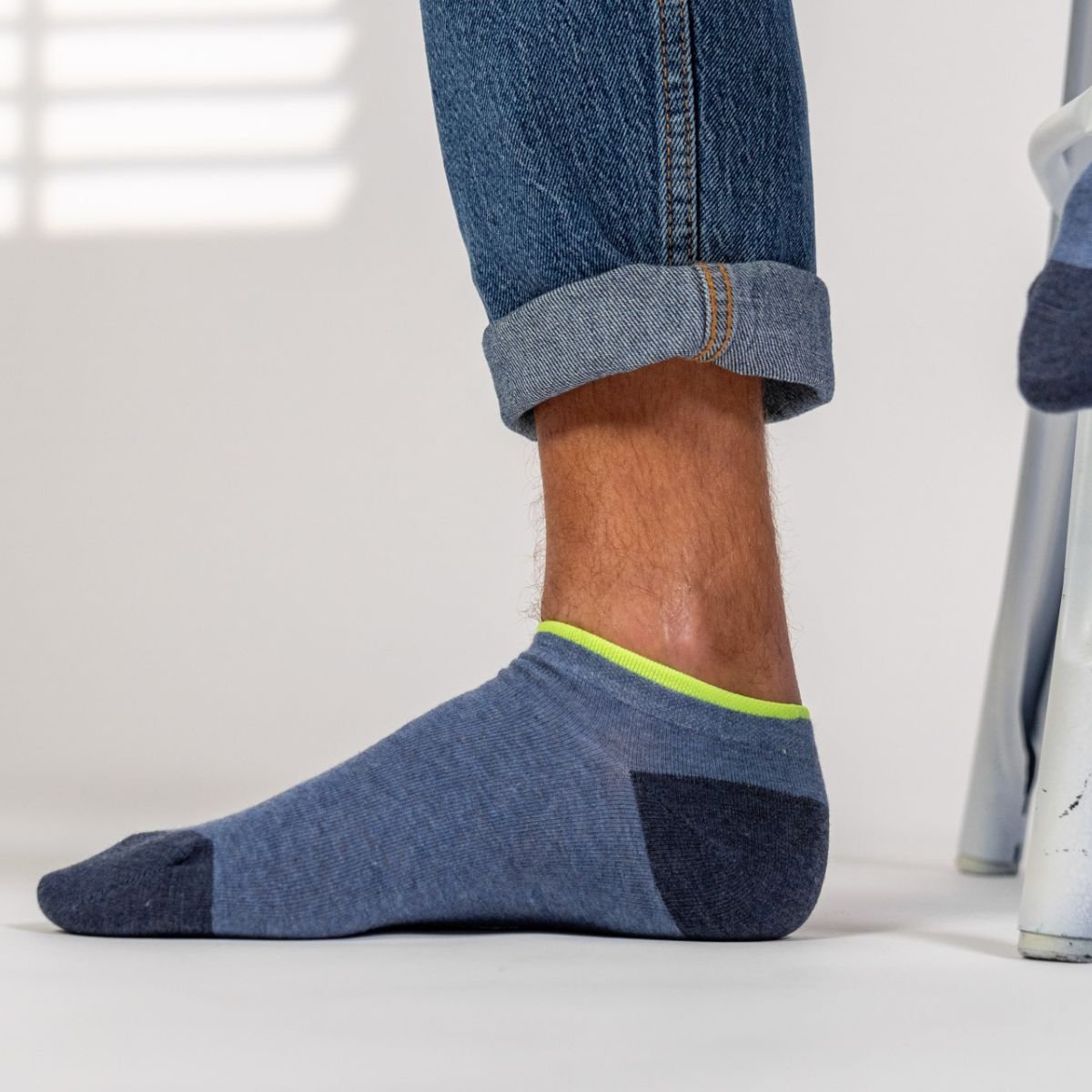 Solid combed cotton ankle socks BILLYBELT Blue