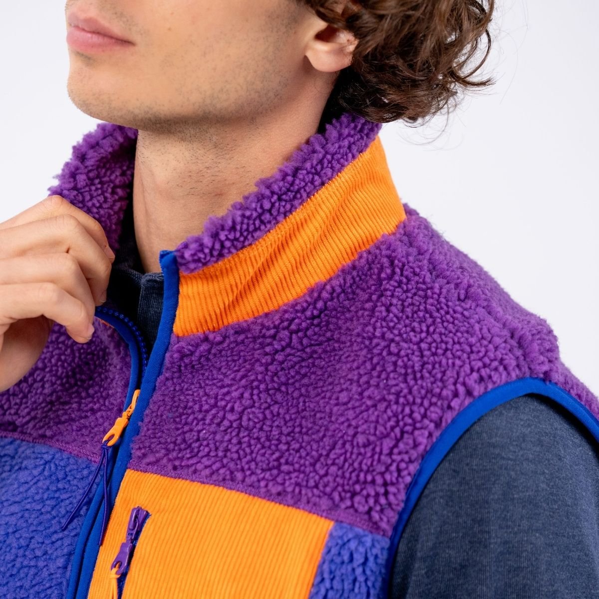 Sleeveless Sherpa Zip-Up Vest BILLYBELT Purple