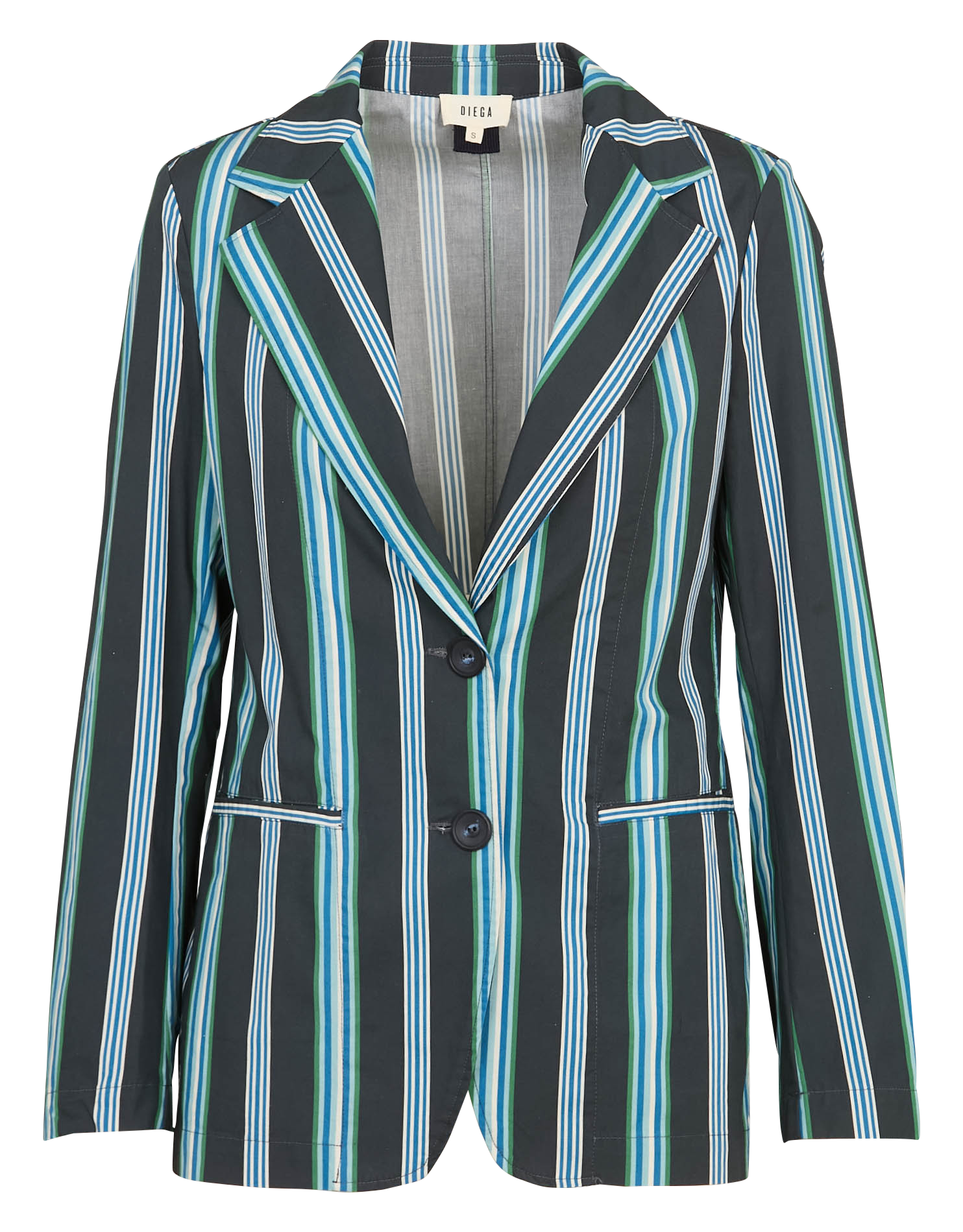 Veste tailleur rayée en coton DIEGA Bleu