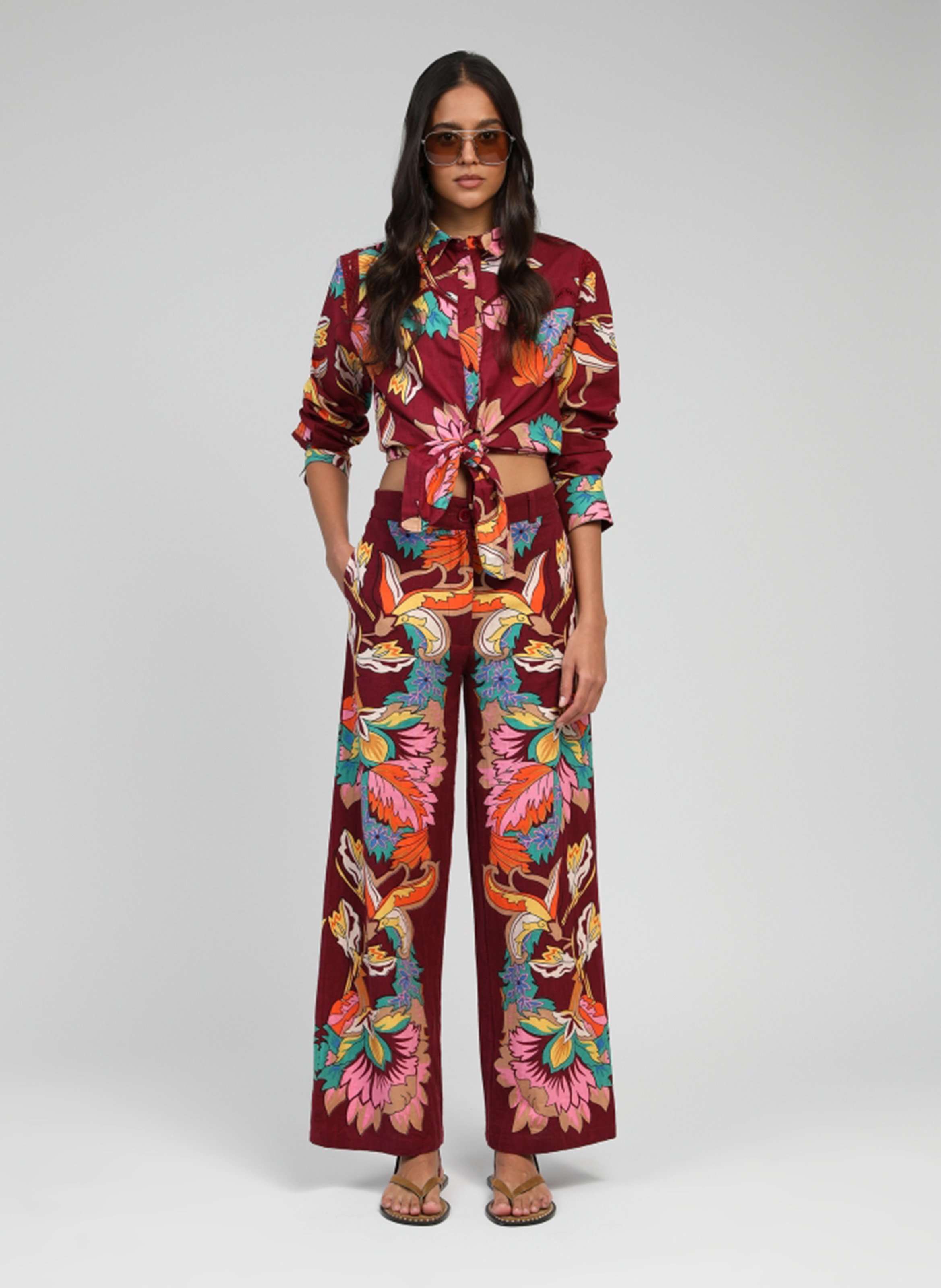 Straight printed cotton shirt AN'GE Red