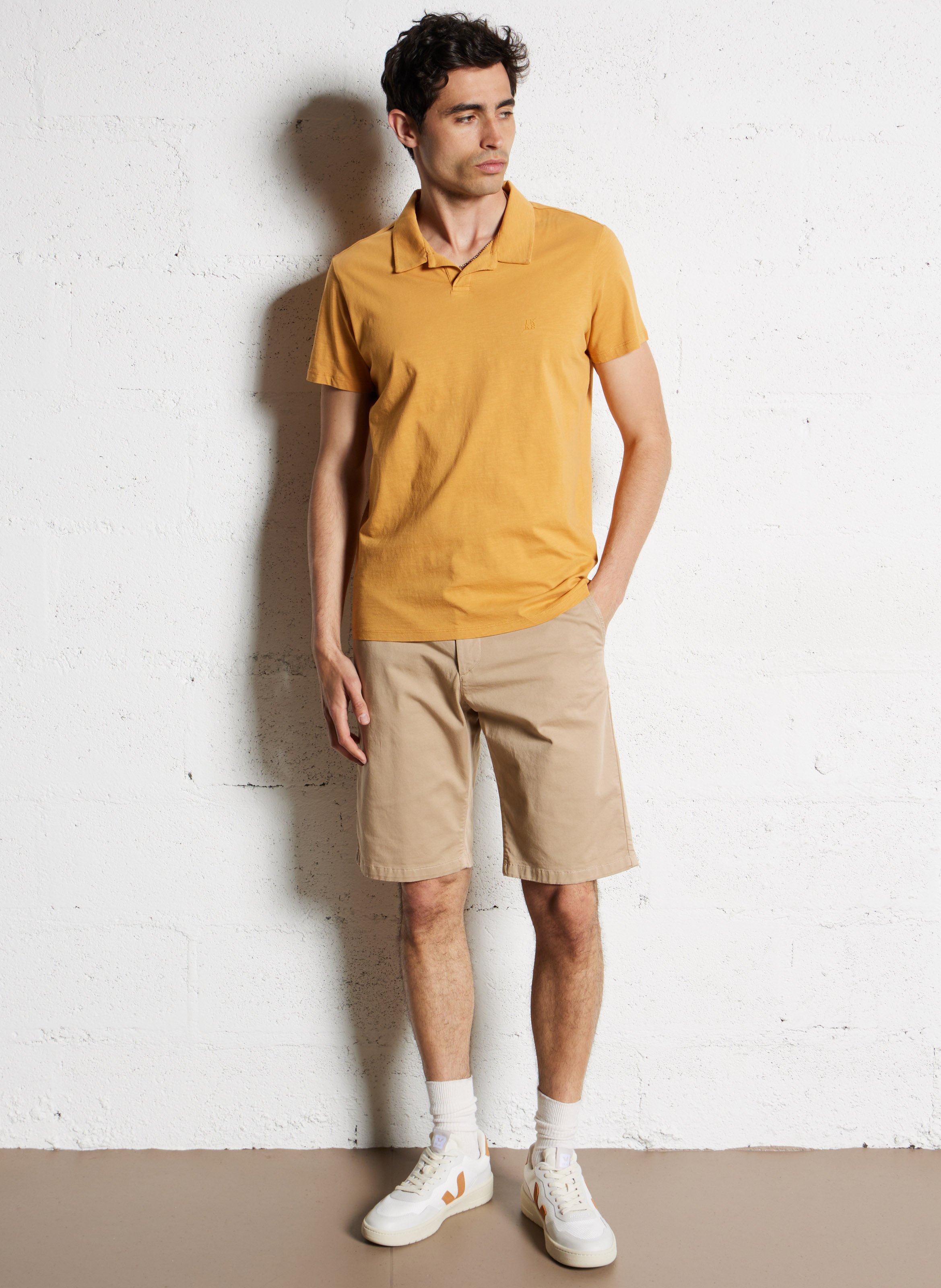 Straight-leg cotton-blend Bermuda shorts IKKS Beige