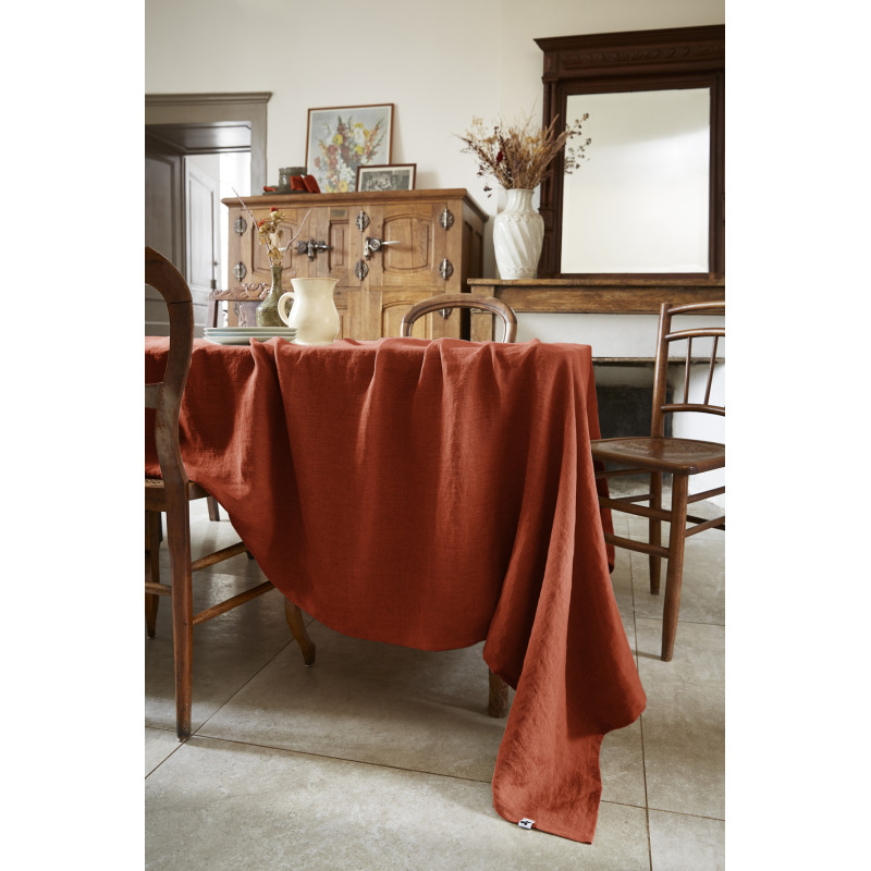 Cotton gauze tablecloth L'EFFET PAPILLON Brown