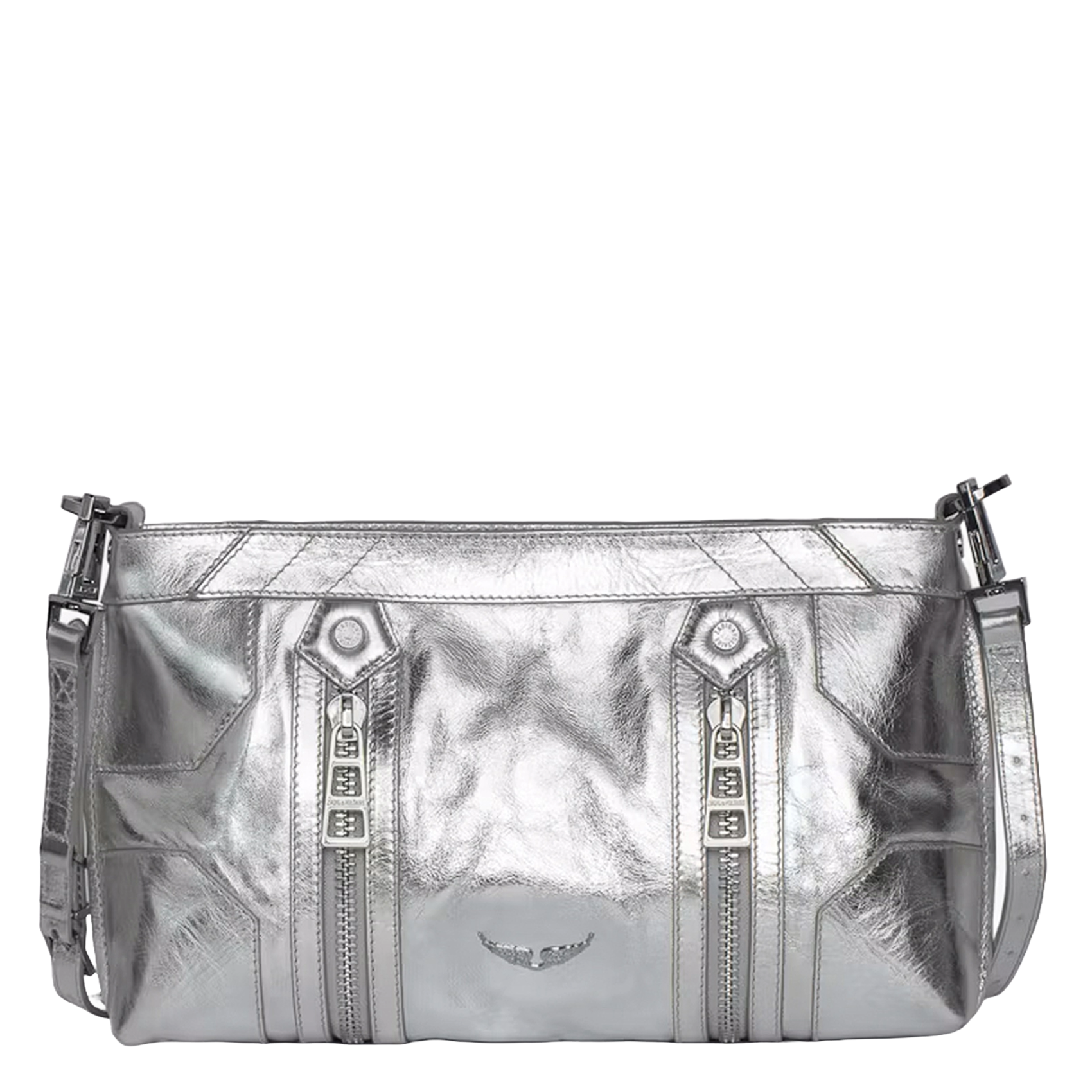 Glanzende, leren schoudertas ZADIG&VOLTAIRE Grijs