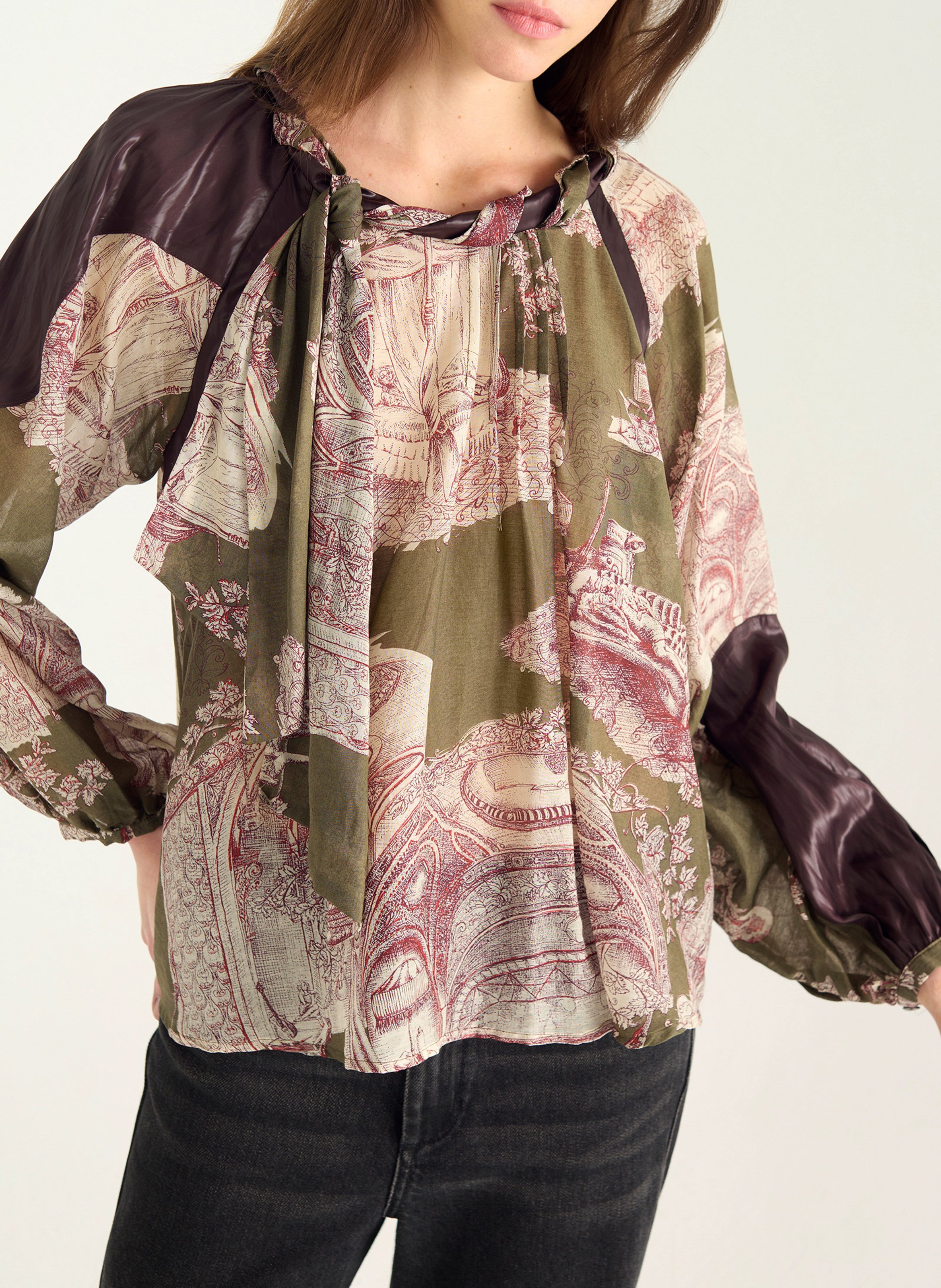 Blouse oversize en coton mélangé imprimé COTELAC Vert