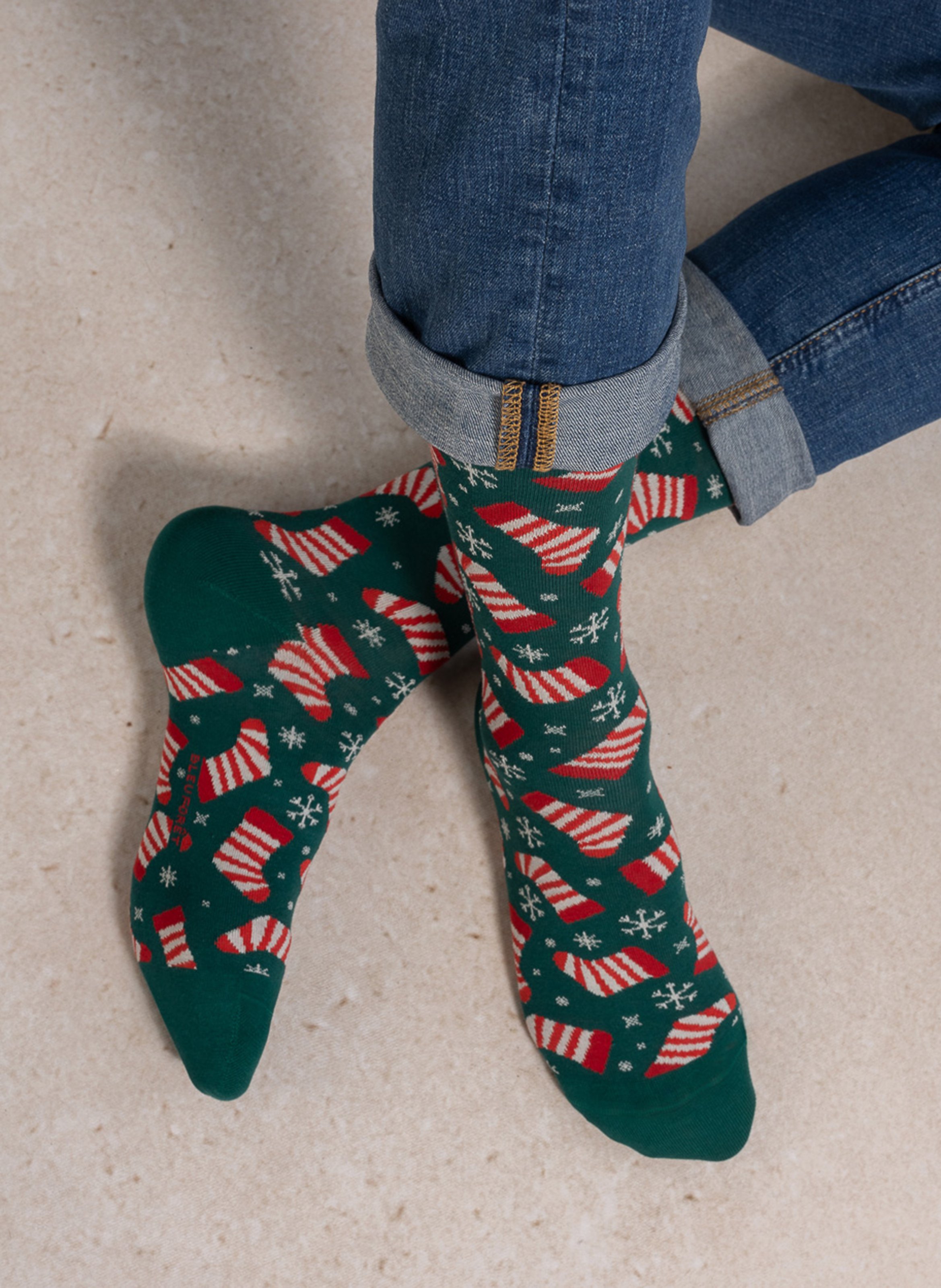 Cotton socks with logo BLEUFORET Green