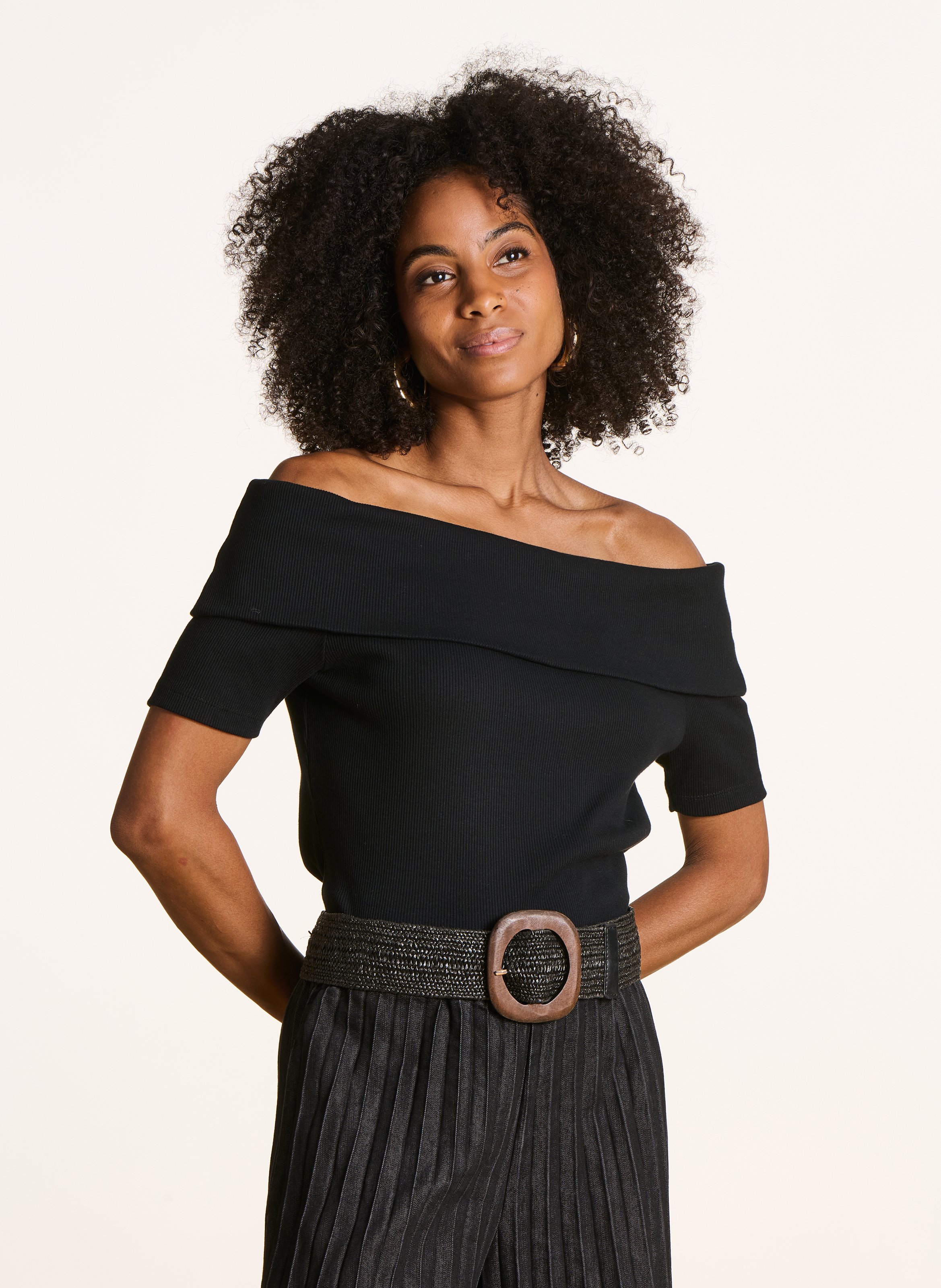 Top droit en coton bio LA FEE MARABOUTEE Noir