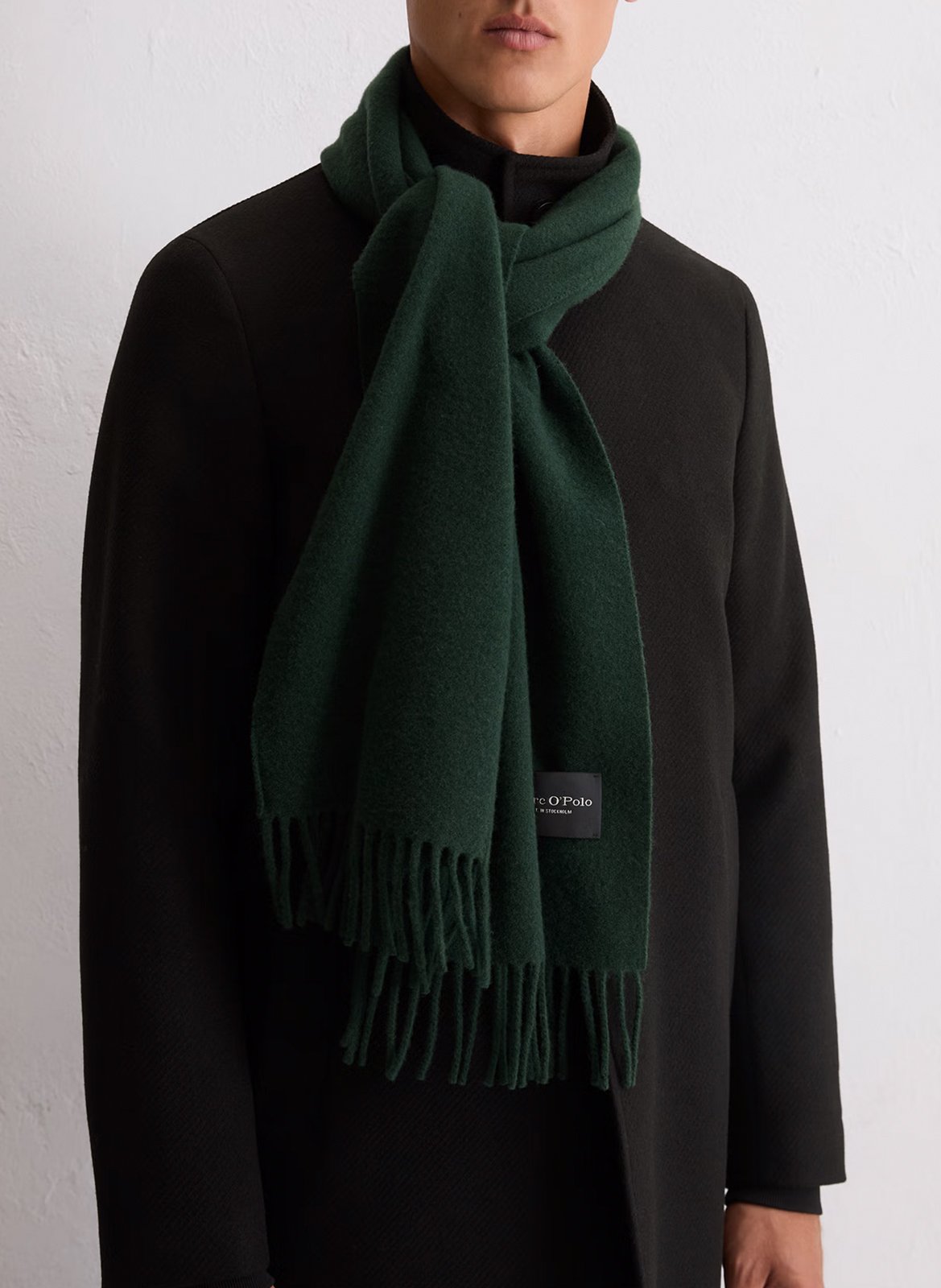 Echarpe unie à franges en laine MARC O'POLO Vert