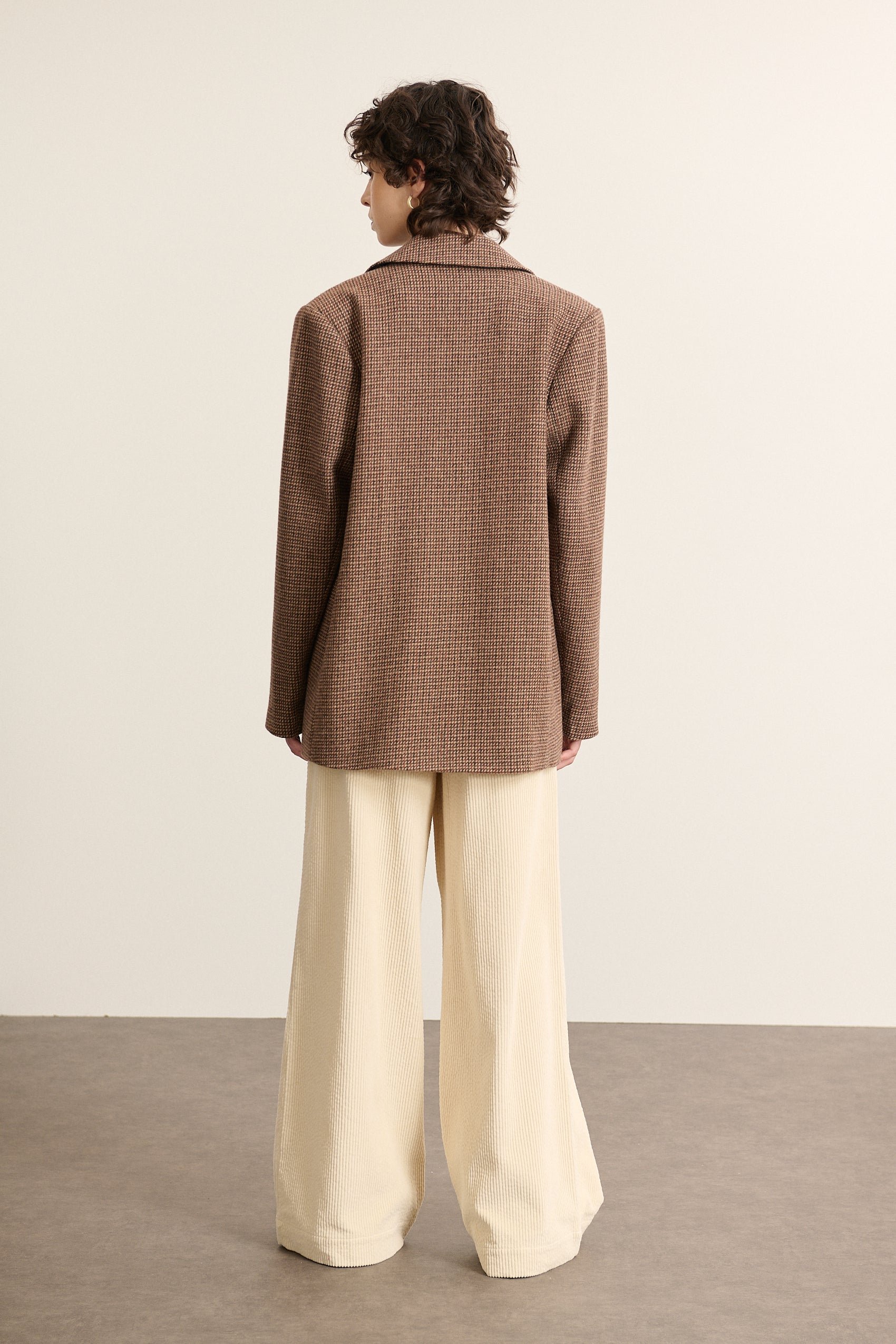 Checked wool blend blazer coat GARANCE PARIS Brown