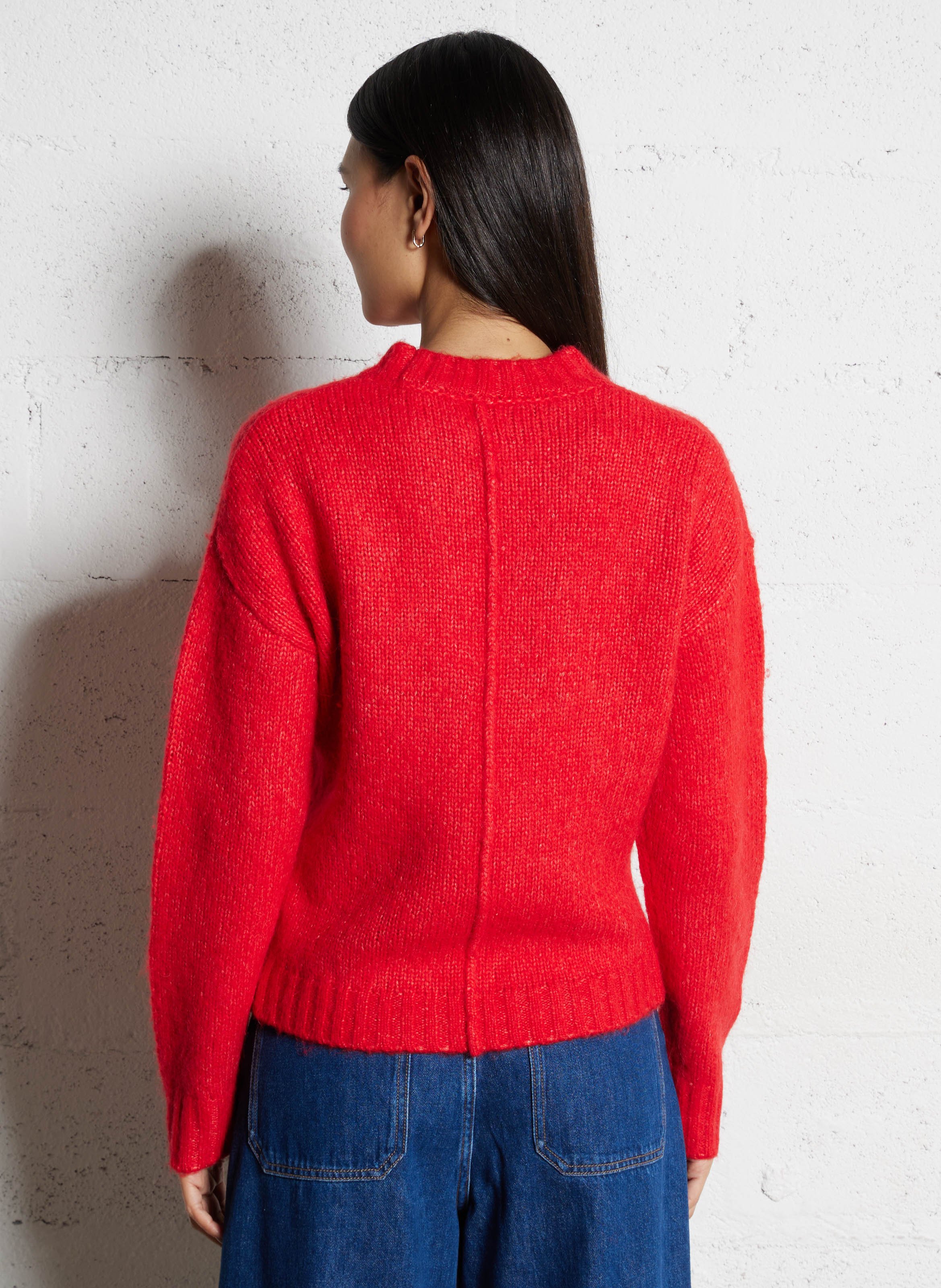 Pull droit col rond en laine mélangée  HARTFORD Rouge