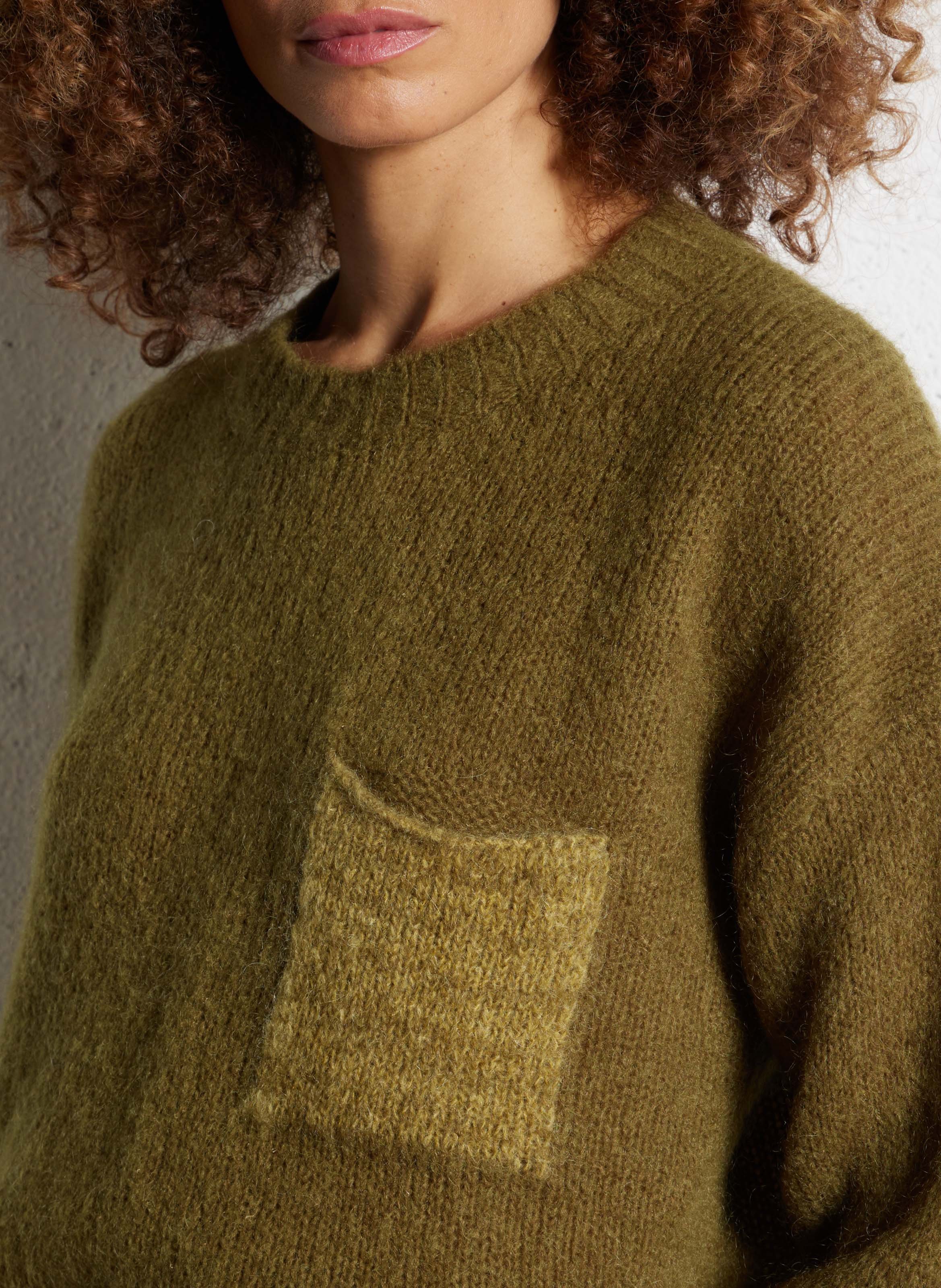 Pull col rond en laine mélangée MAISON ANJE Kaki