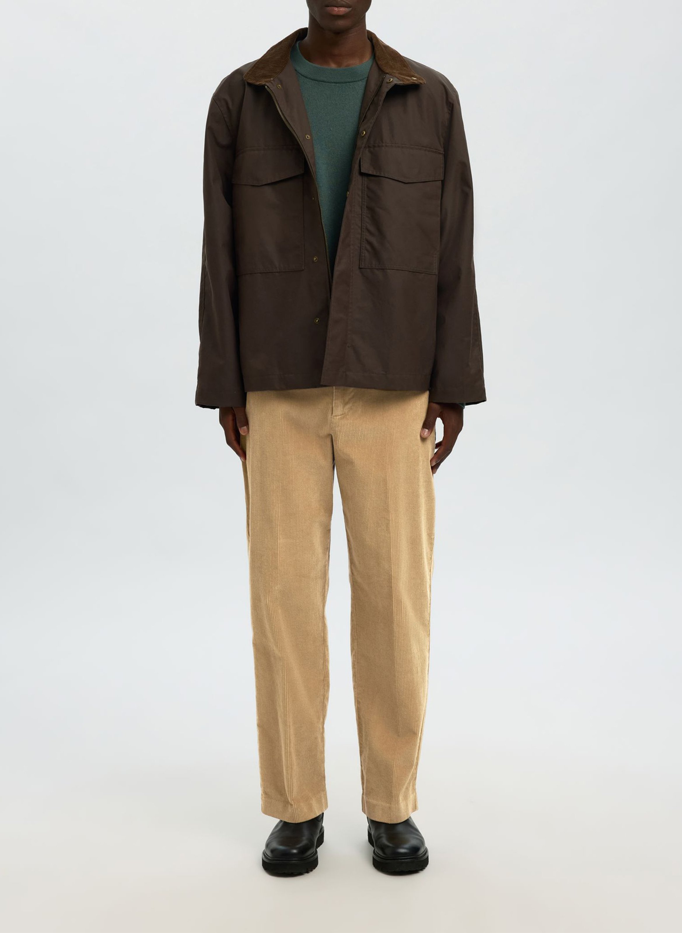 Pantalon droit en coton bio mélangé SELECTED Marron