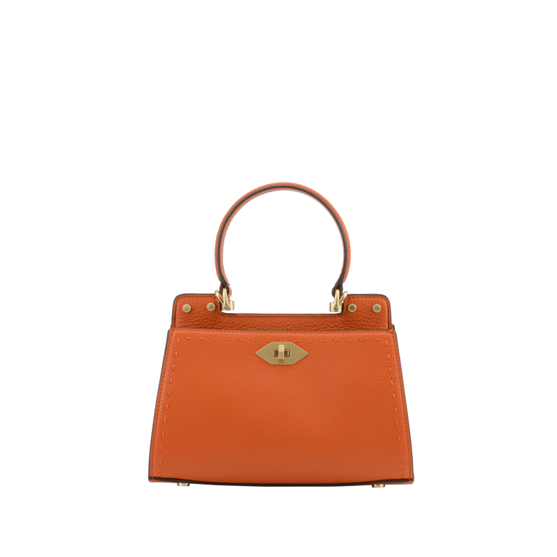 Handbag - cowhide leather POURCHET Orange