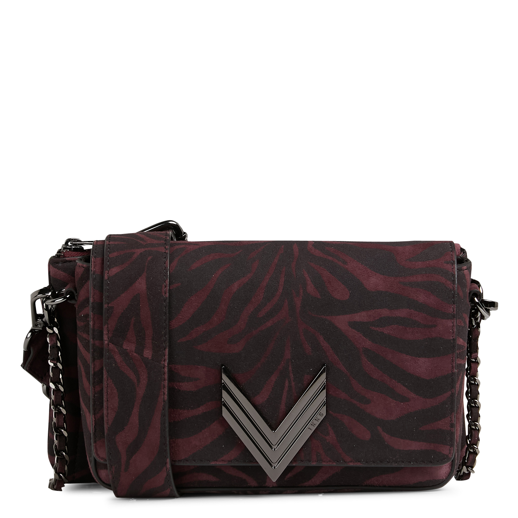 Zebra print leather crossbody bag IKKS Purple