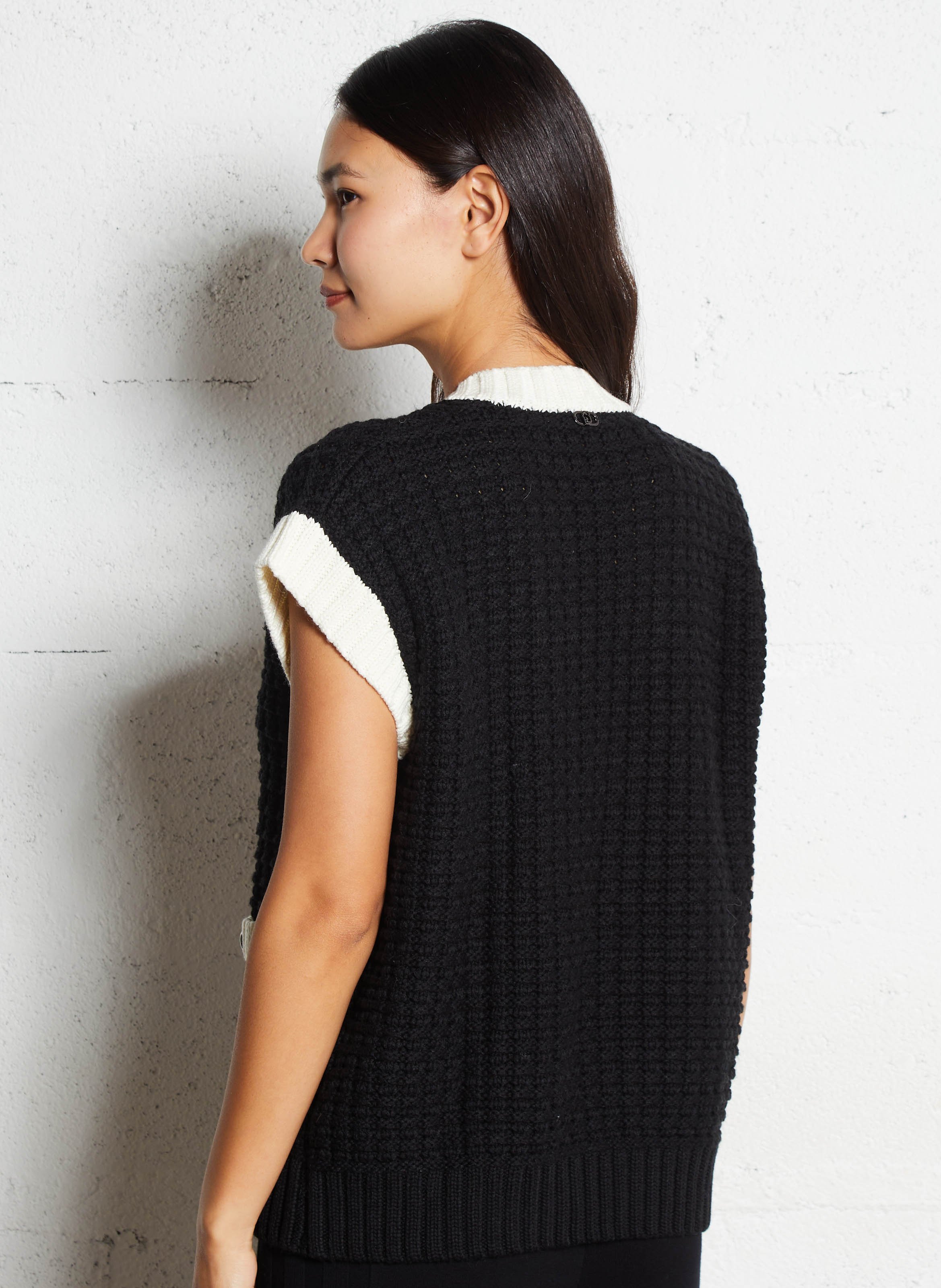 Pull col v en coton mélangé LIU JO Noir