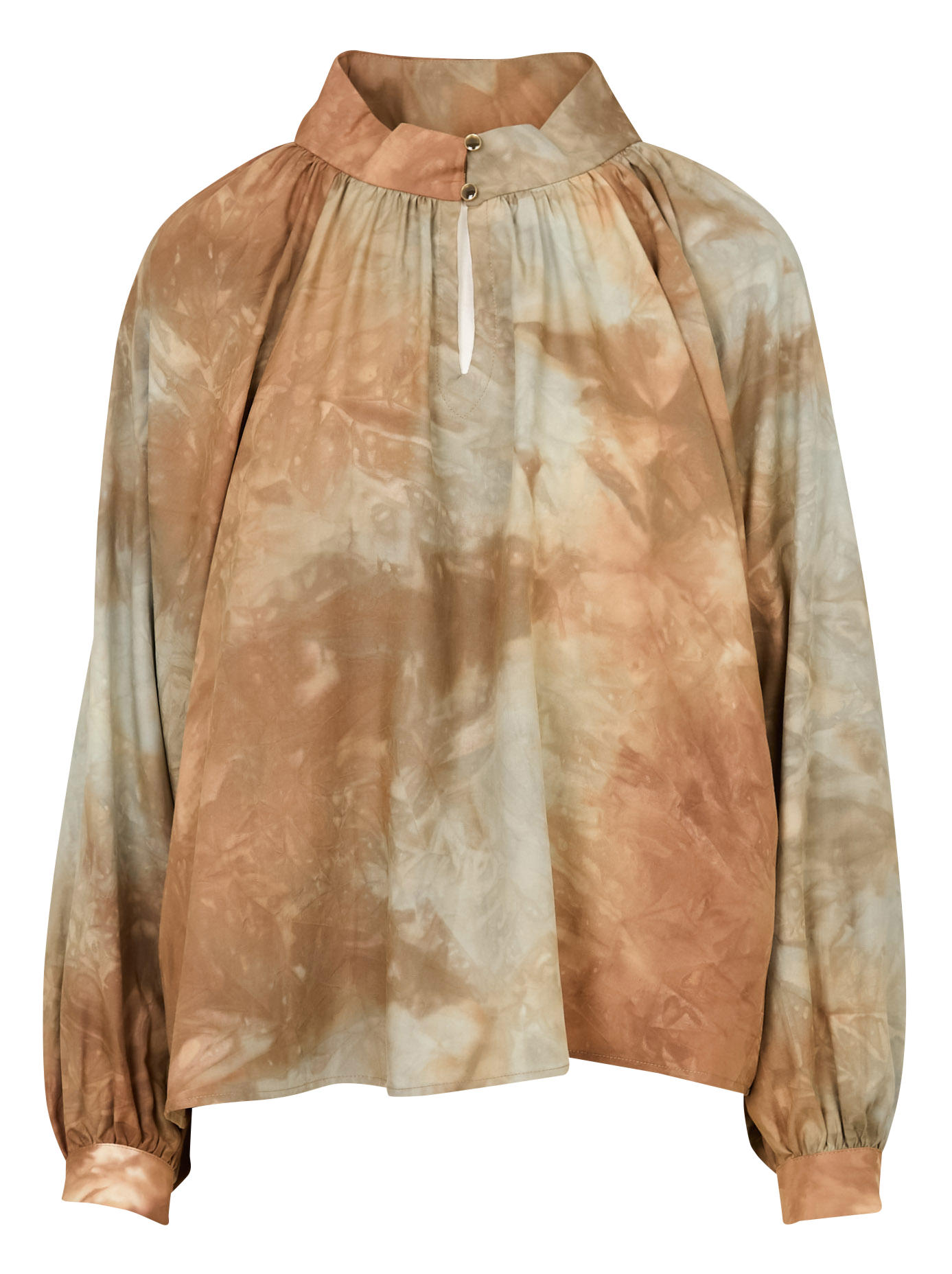 Gathered fluid blouse with pattern ACOTE Black