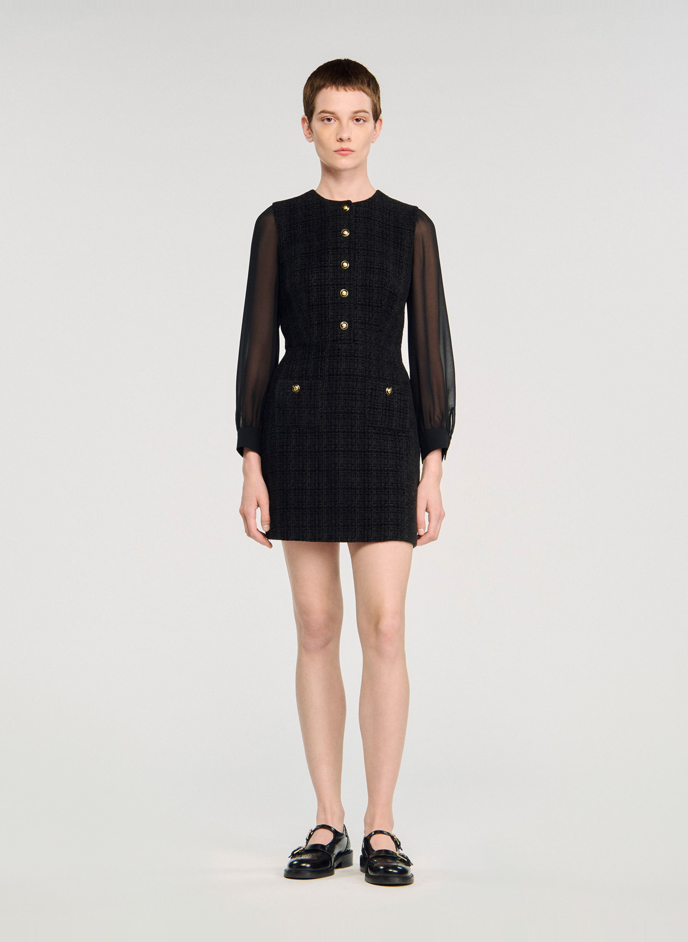 Robe courte col rond SANDRO Noir