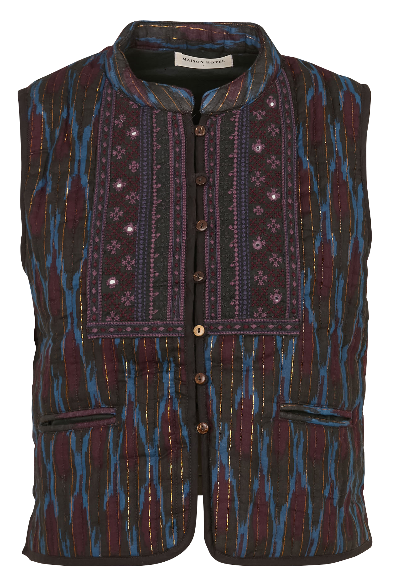 Veste courte sans manches à motifs MAISON HOTEL Bleu