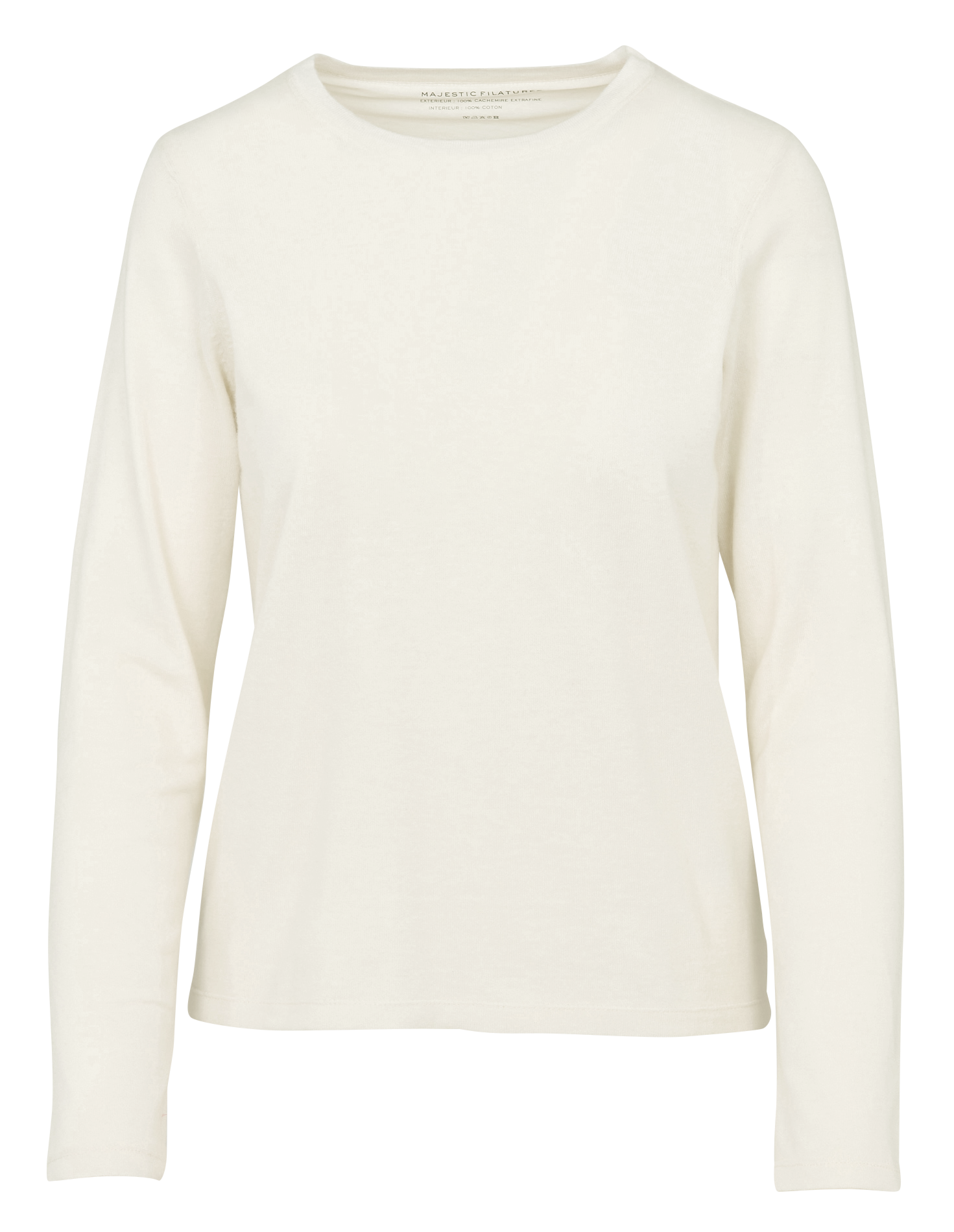 Top droit col rond en cachemire MAJESTIC FILATURES Beige