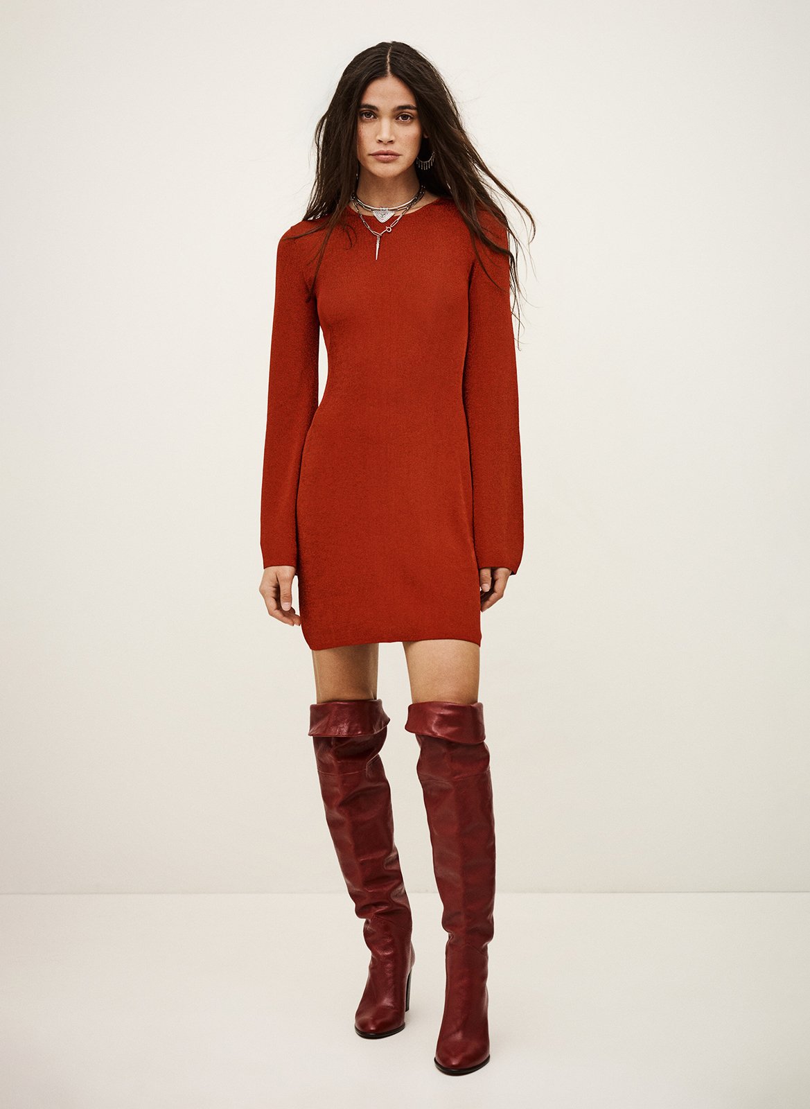 Korte jurk met ronde hals BA&SH Rood