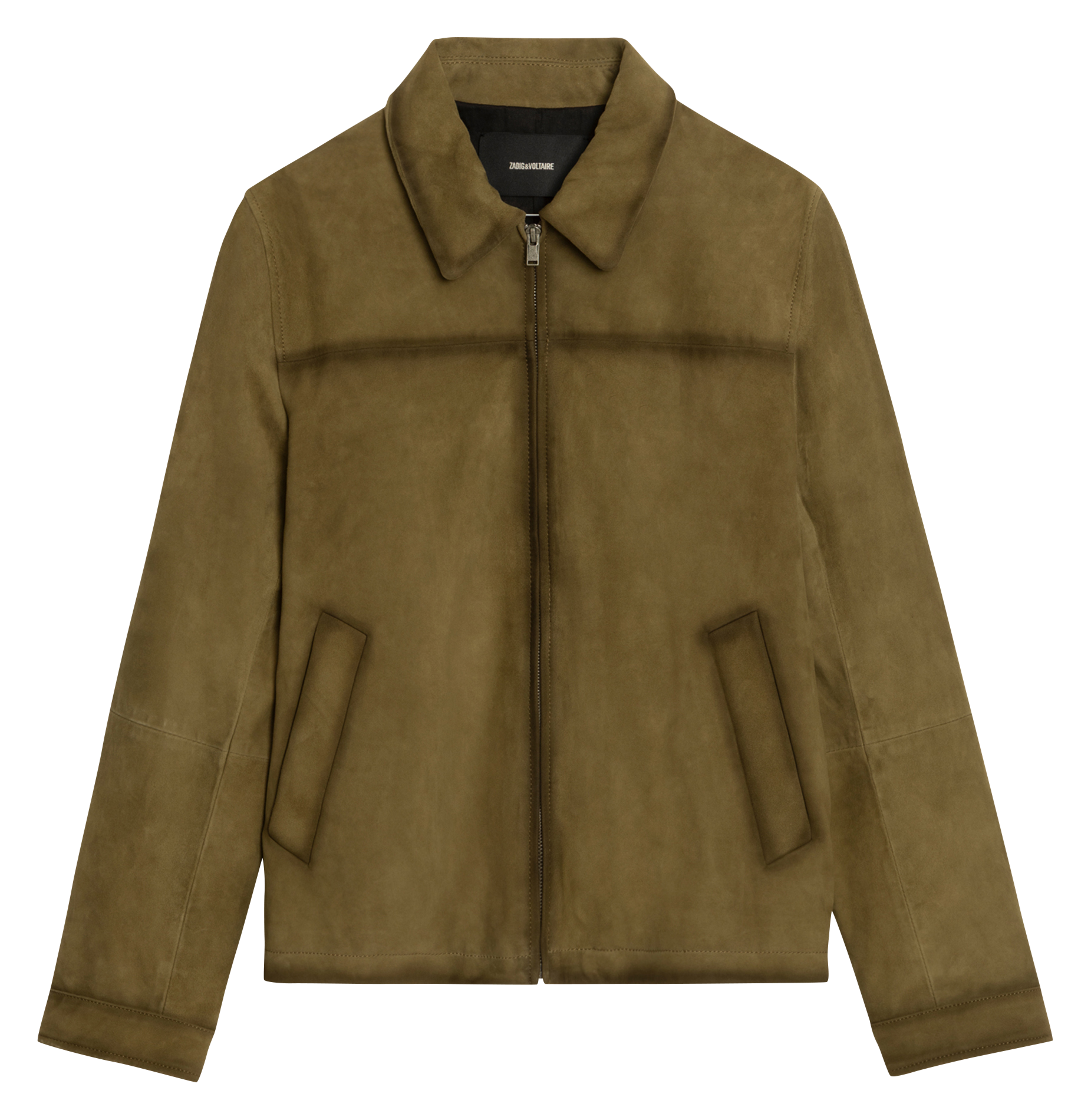 Gerade geschnittene Lederjacke mit klassischem Kragen ZADIG&VOLTAIRE Grun