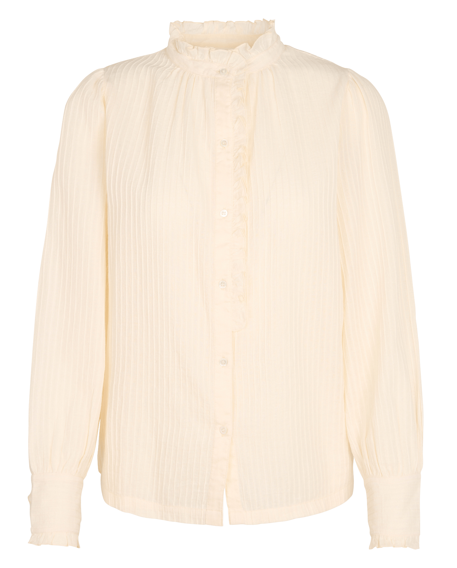 Rechte, katoenen blouse met Victoriaanse kraag ANTIK BATIK Wit