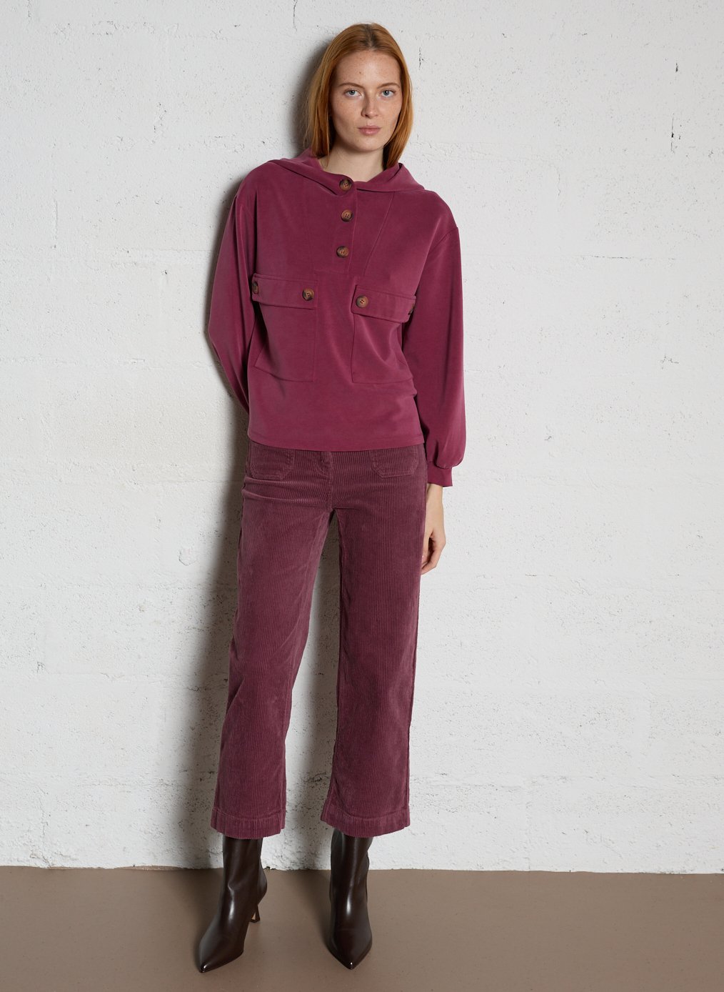 Pantalon droit en velours côtelé MAISON 123 Violet