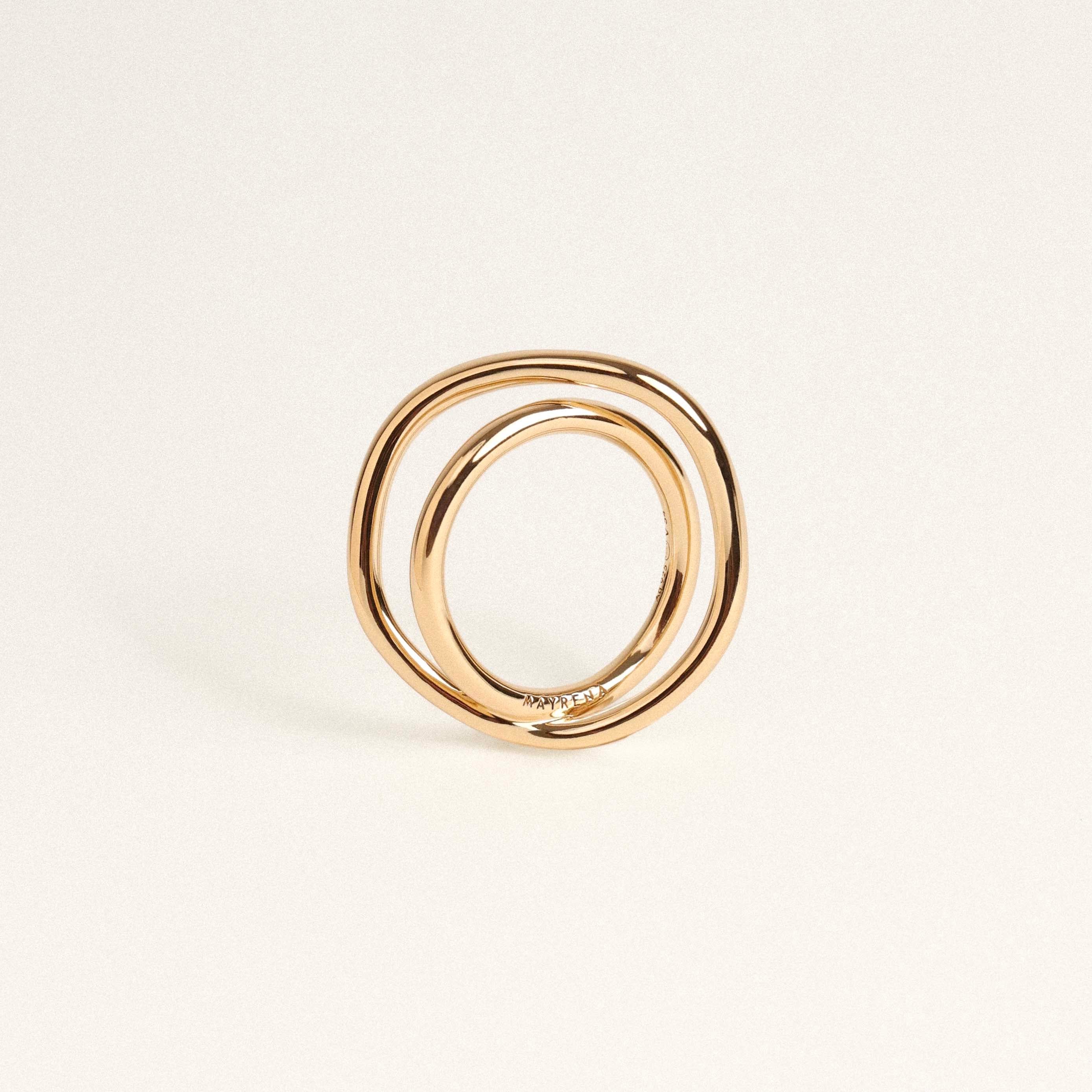 Ring with two hoops, recycled silver MAYRENA Golden
