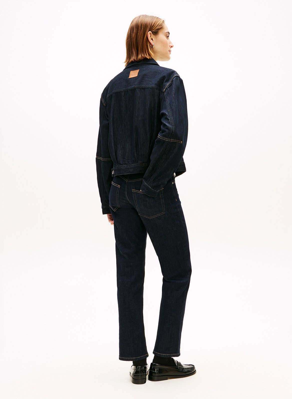 Straight cotton-blend jacket with classic collar TOMMY HILFIGER Raw denim