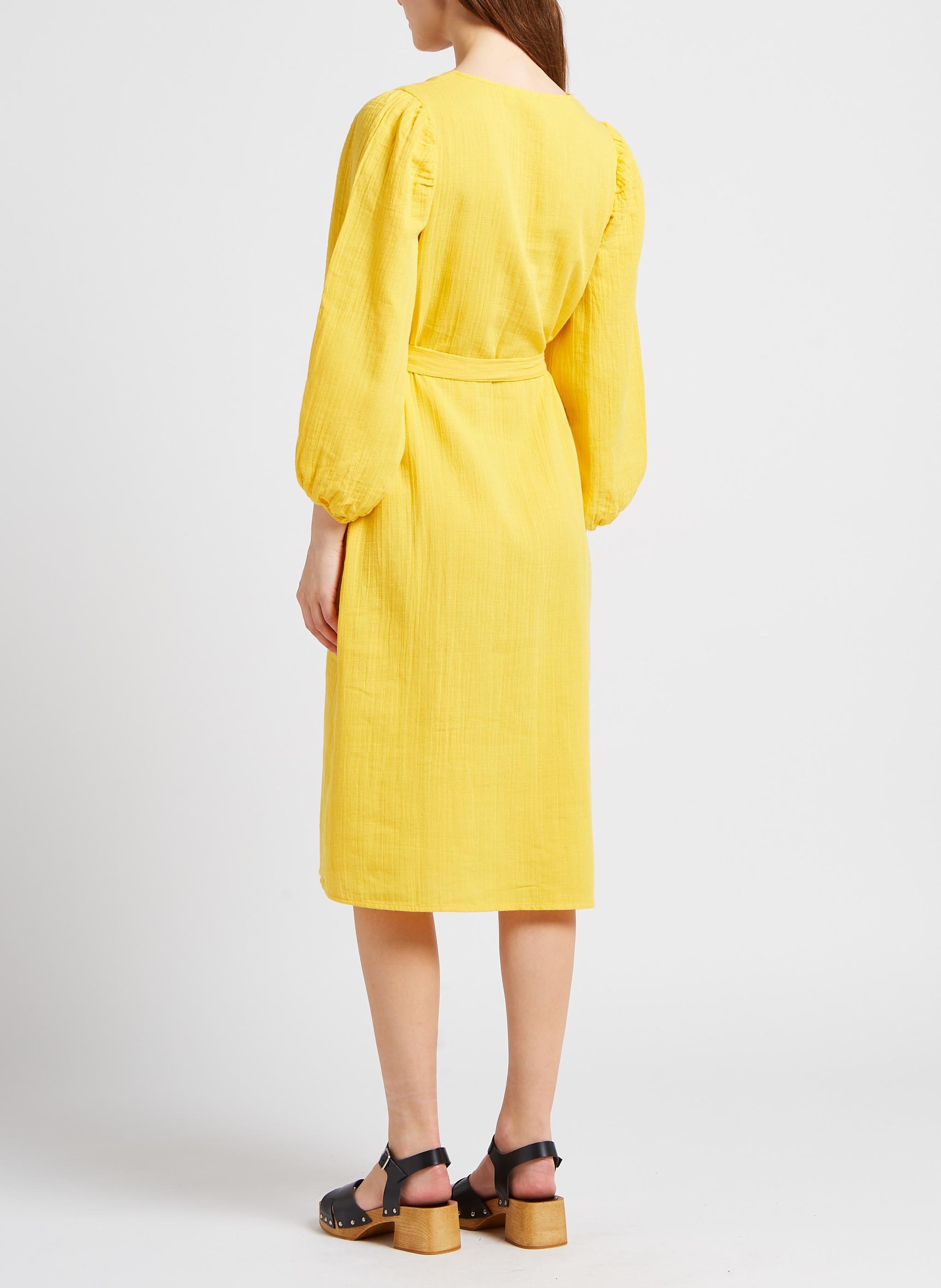 Halflange, katoenen jurk met V-hals VILA Oranje