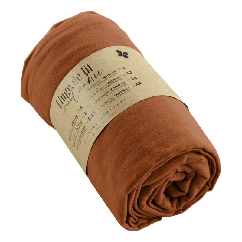 "Candice" fitted sheet all sizes cotton flannel. L'EFFET PAPILLON Multicolored