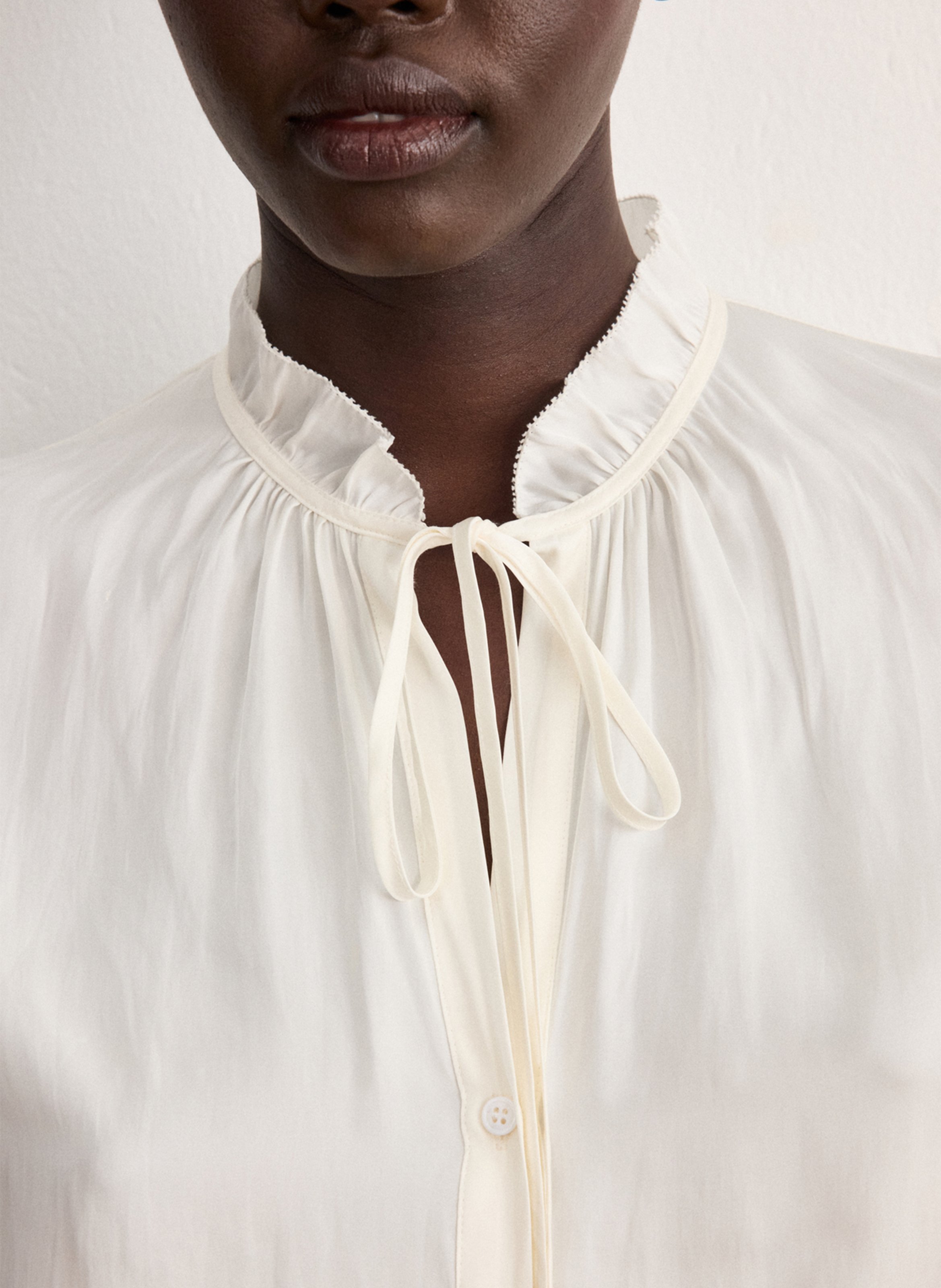 Straight shirt with lavallière collar PABLO Beige