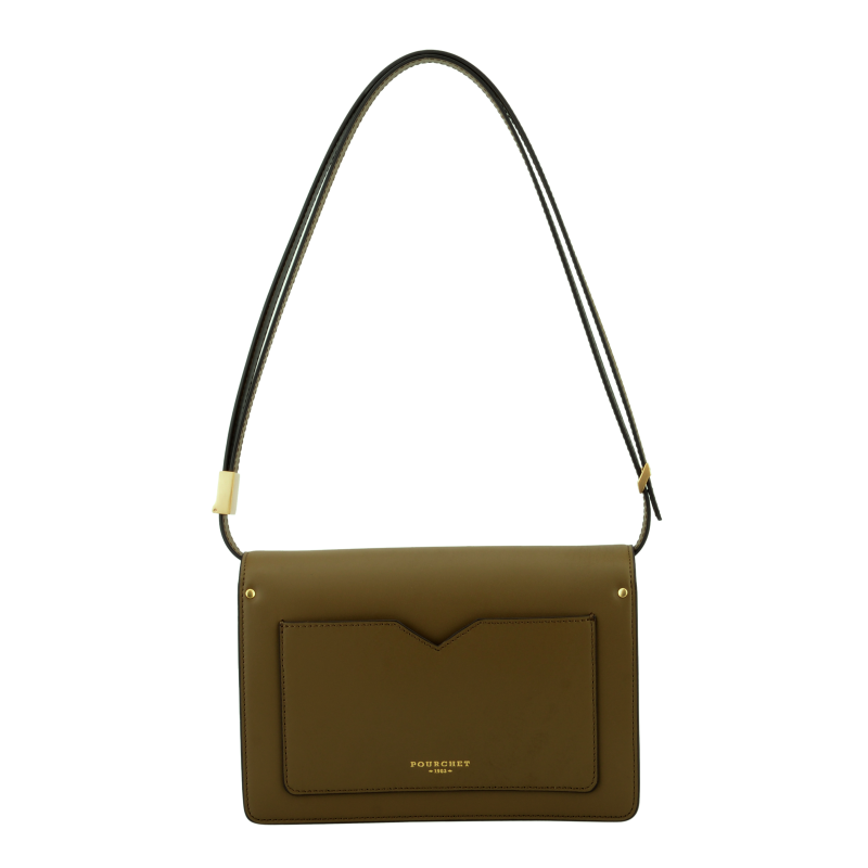 Crossbody bag in smooth leather POURCHET Green