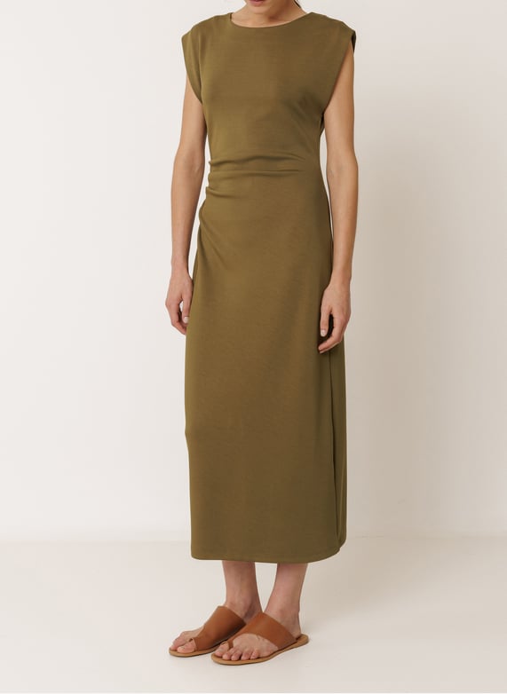 Round-Neck fitted midi dress Khaki Indi & cold - Women | Place des Tendances Round-Neck fitted midi dress Khaki Indi & cold - Women | Place des Tendances