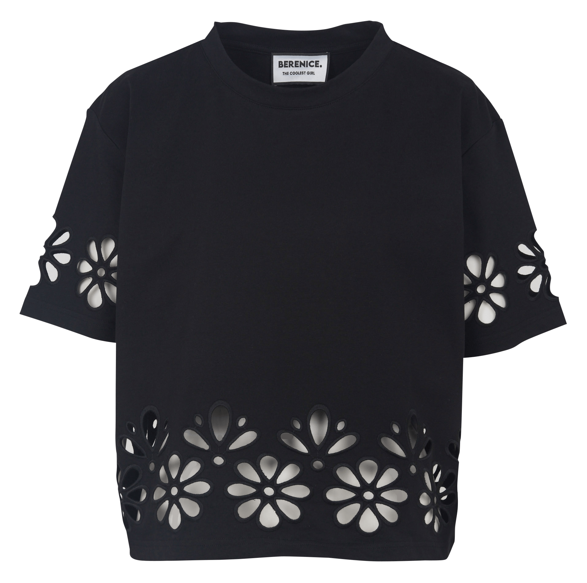 Oversized, katoenen T-shirt met ronde hals BERENICE Zwart
