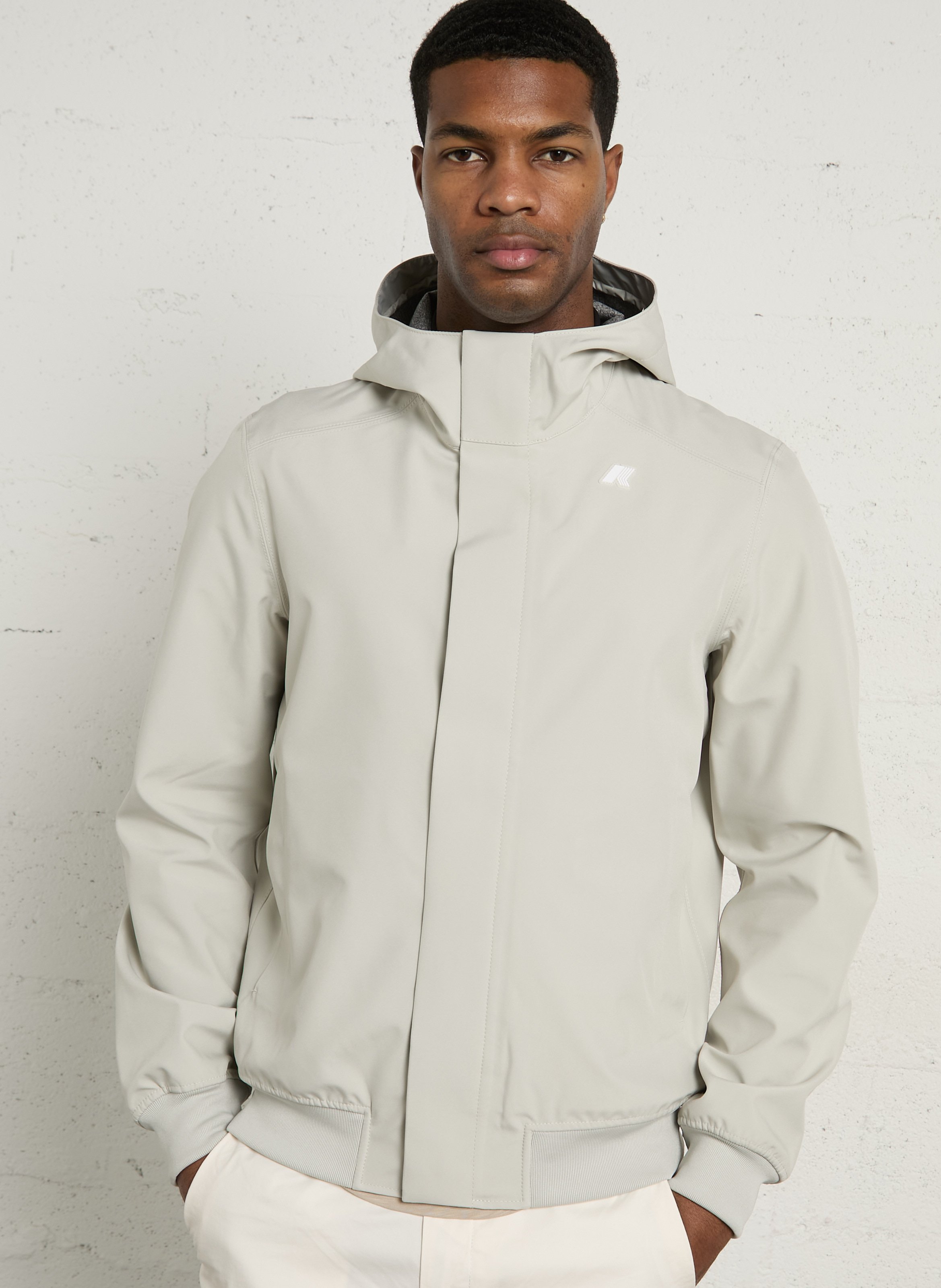High-neck raincoat K-WAY Beige