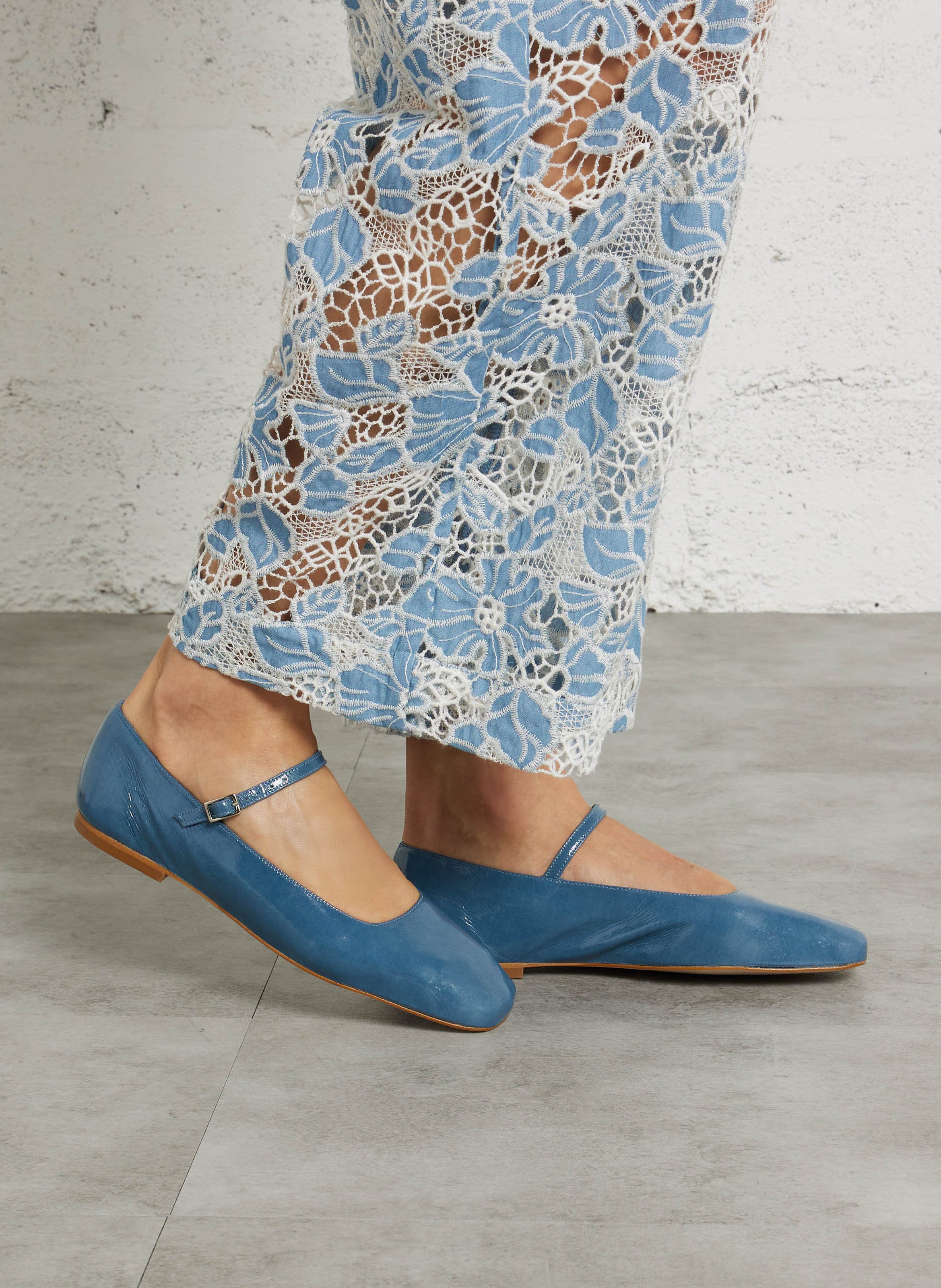 Jane patent leather ballet pumps AUGUSTA Blue