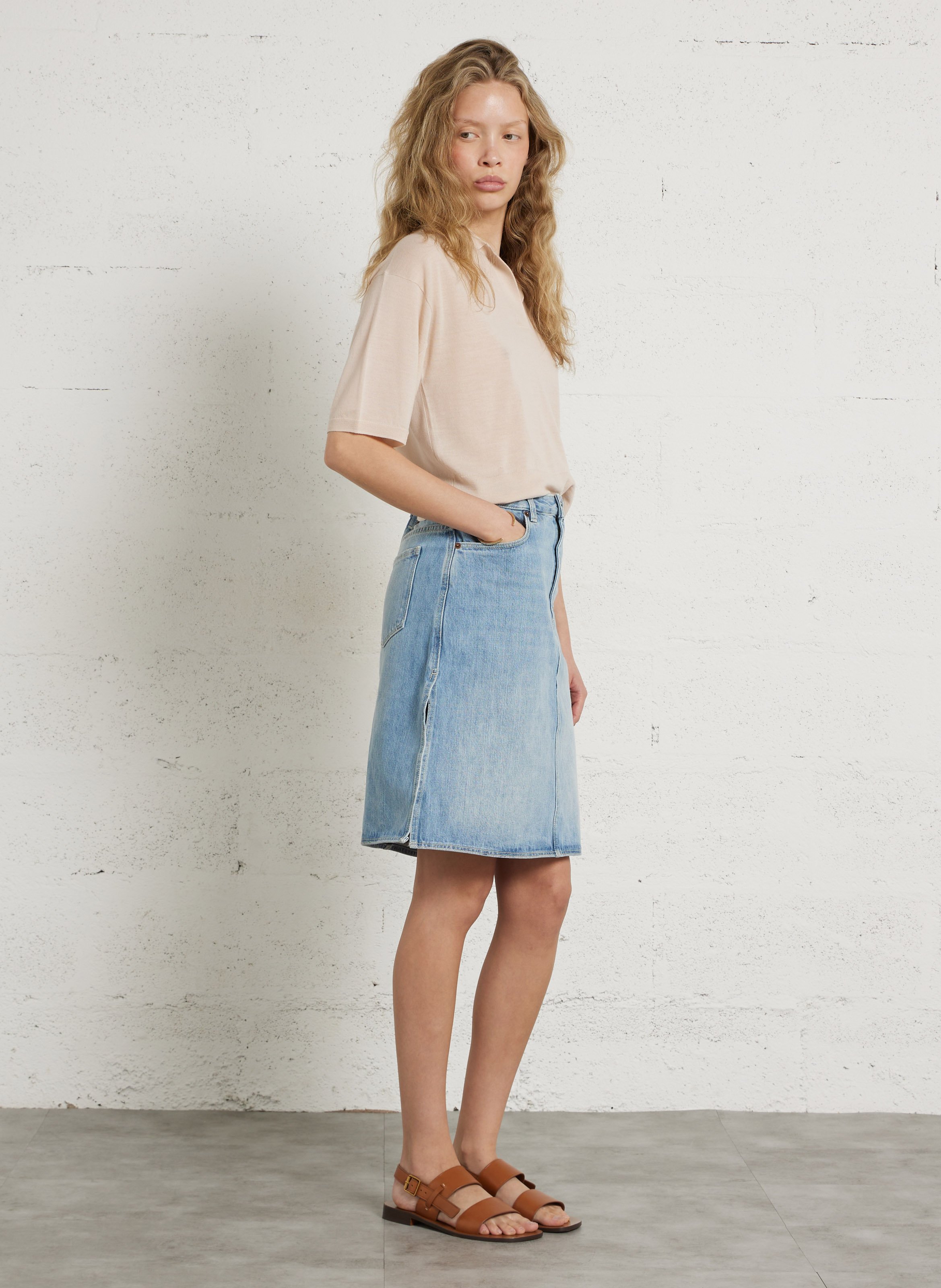 Rok in korte lengte van denim SOEUR Blauw