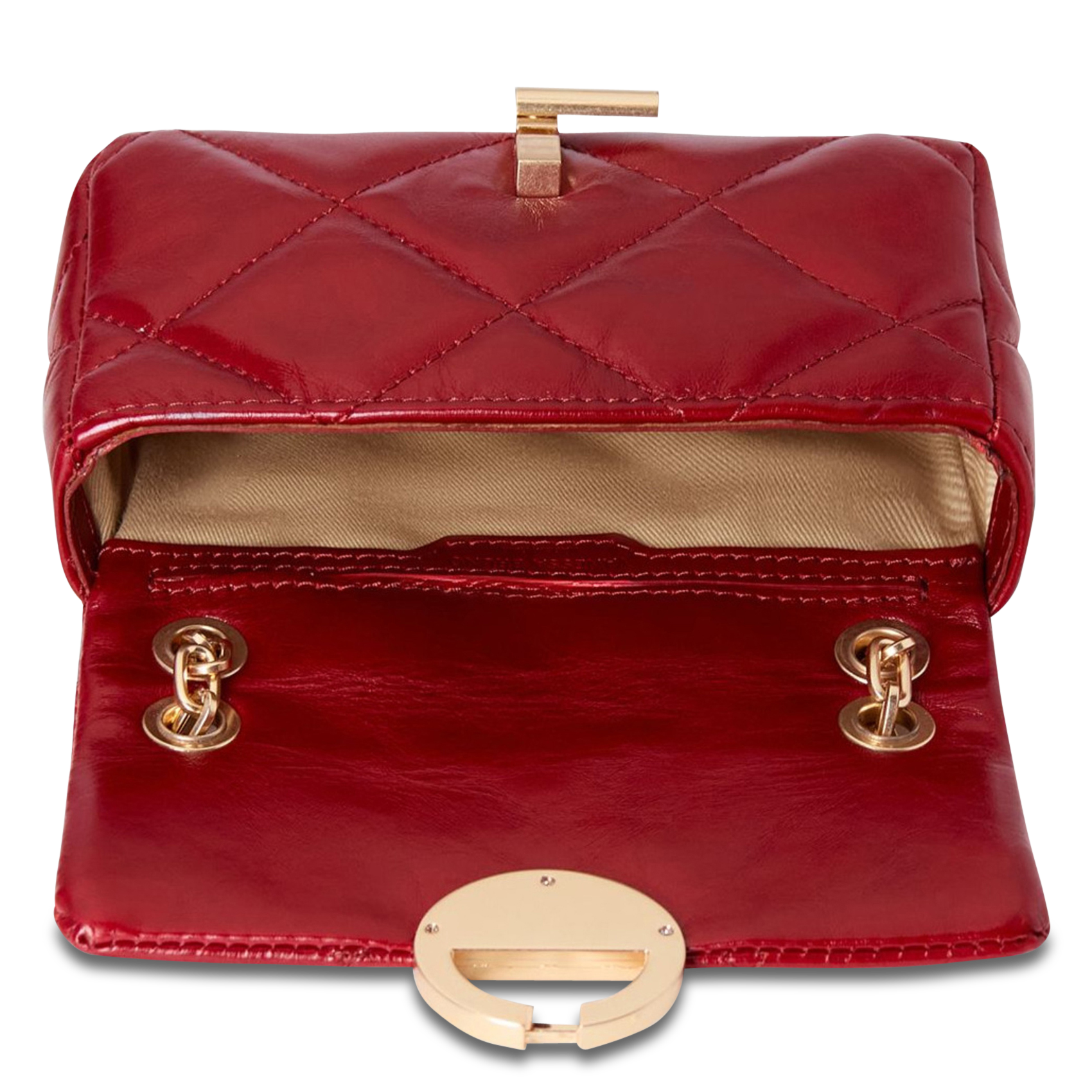 Gewatteerde, leren schoudertas Rood