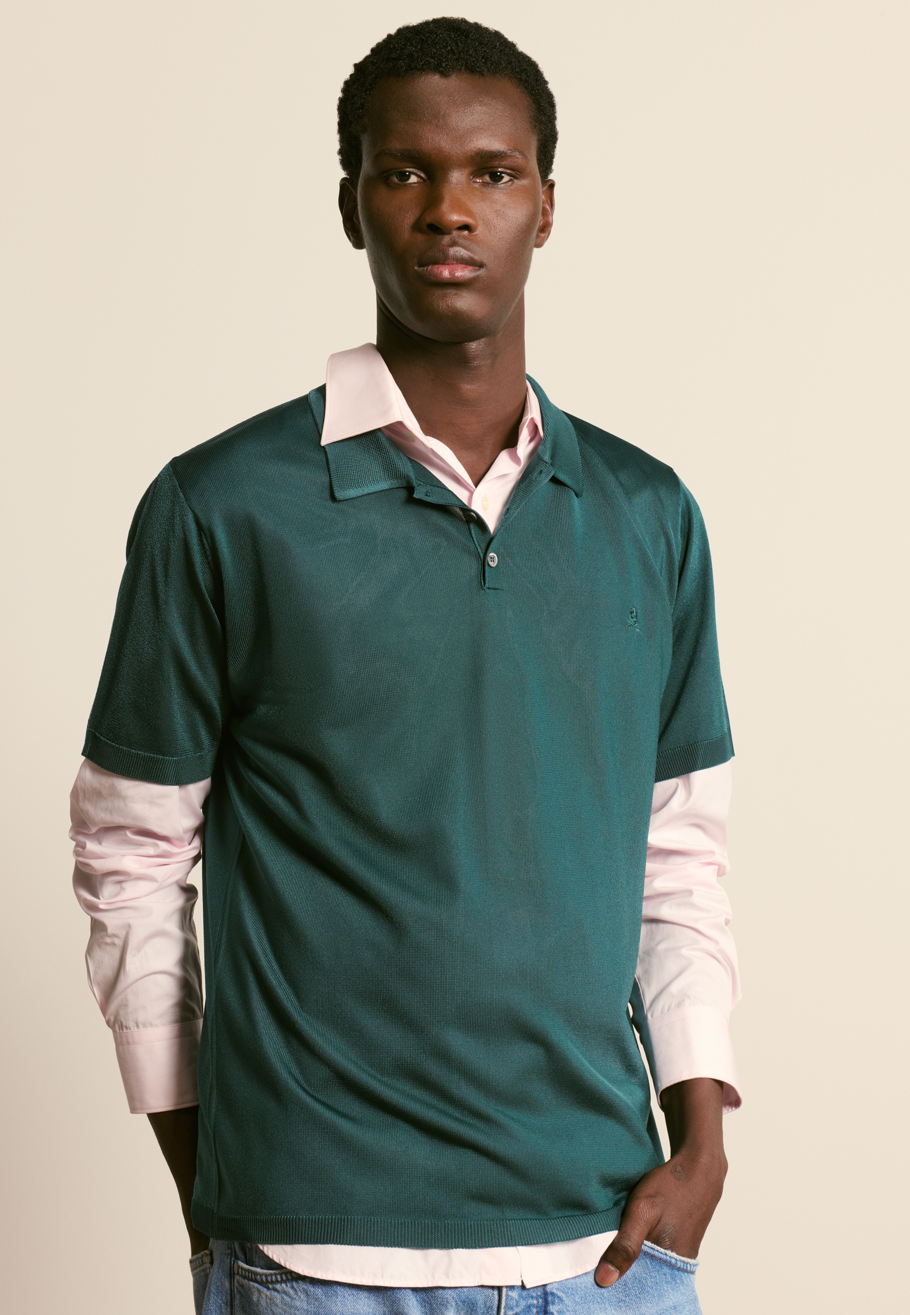 Light thread polo MAISON MONTAGUT Green