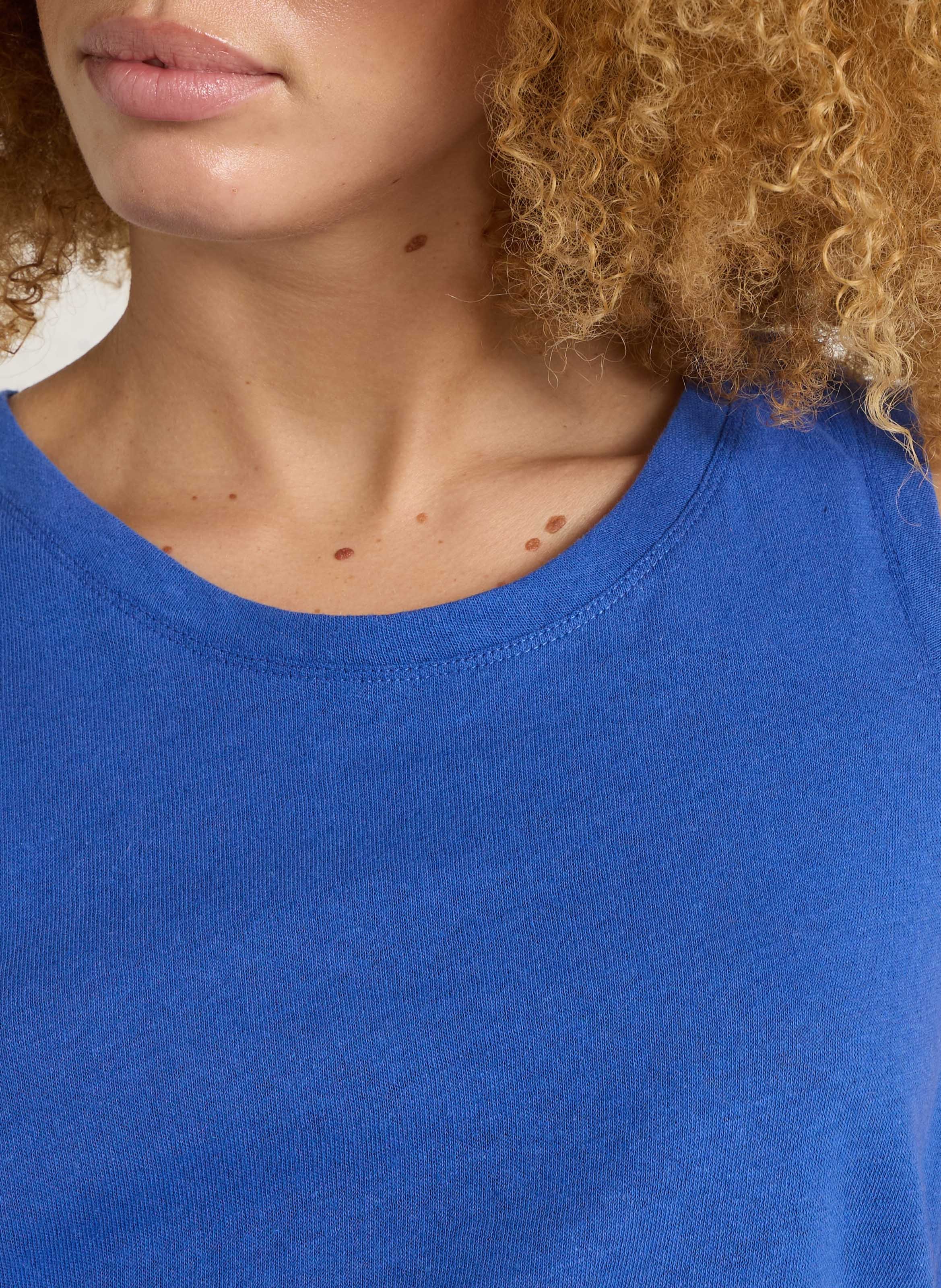 Débardeur col rond en coton et en lin mélangés MAJESTIC FILATURES Bleu