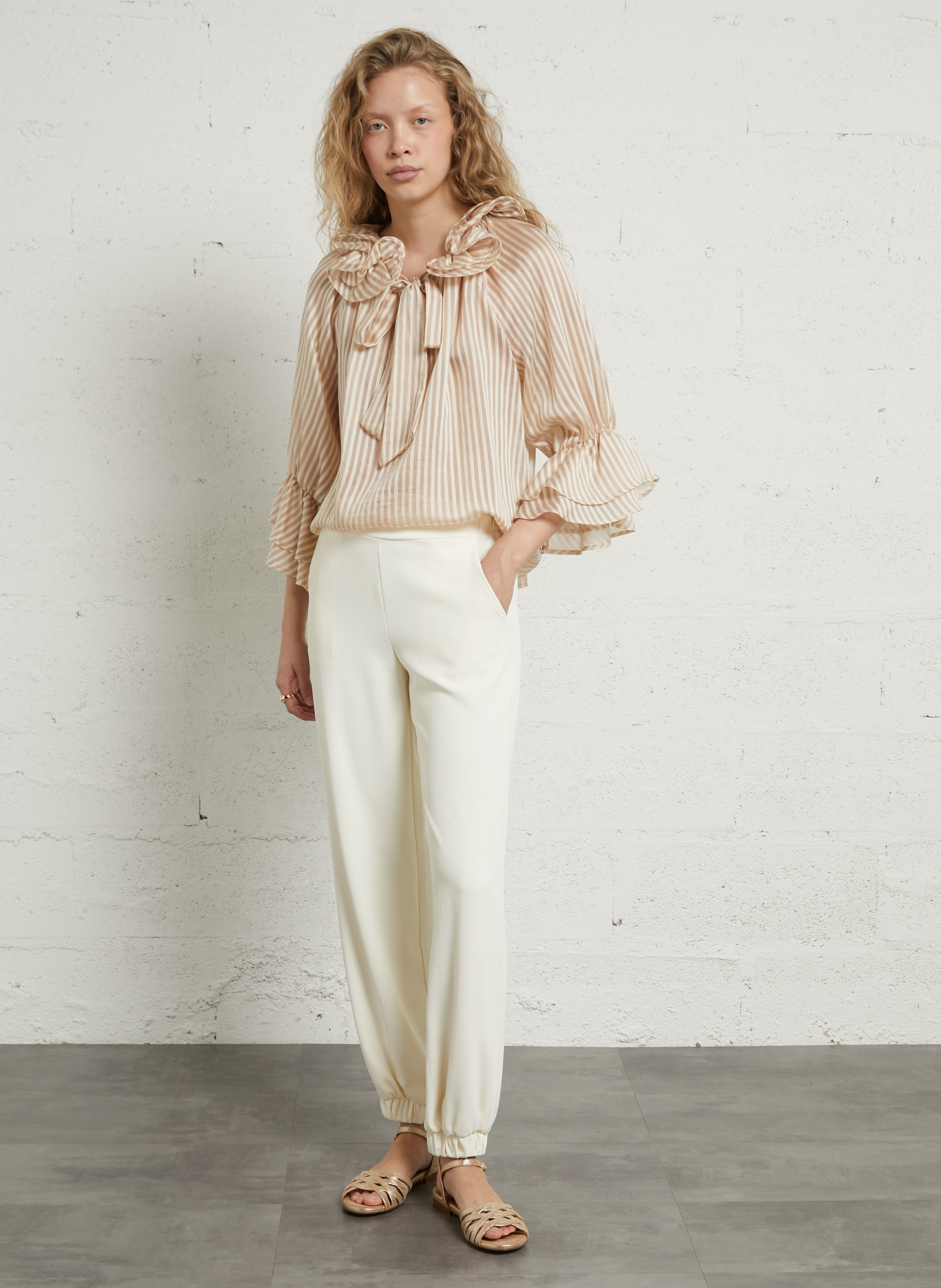 Wijde blouse met strepen IMPERIAL Beige