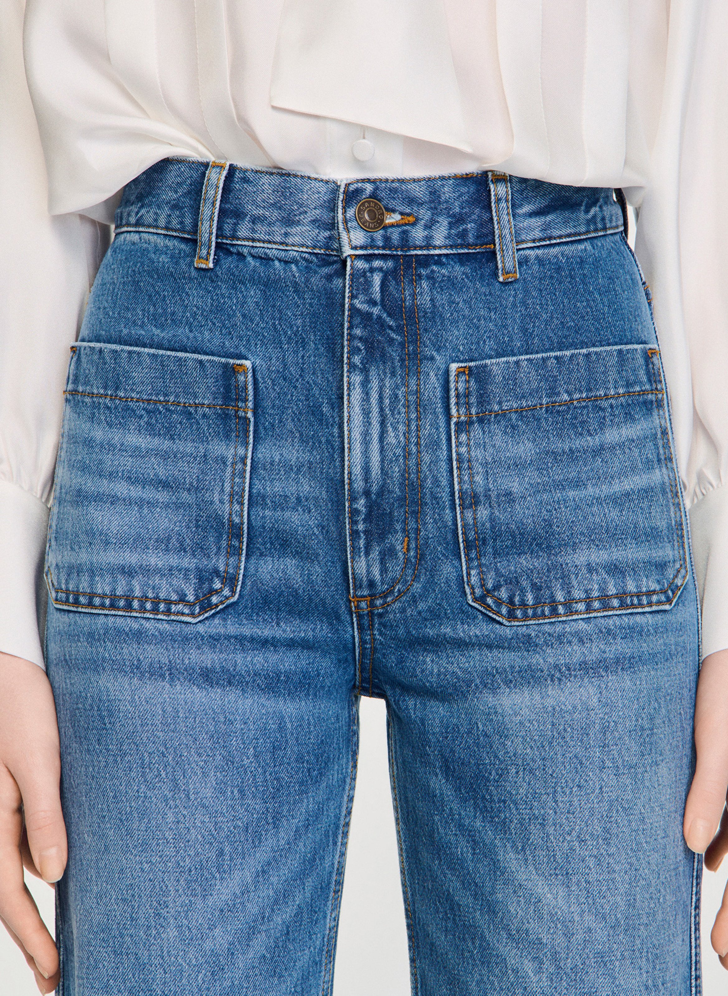 Katoenen jeans met wijd uitlopende pijpen SANDRO Blauw