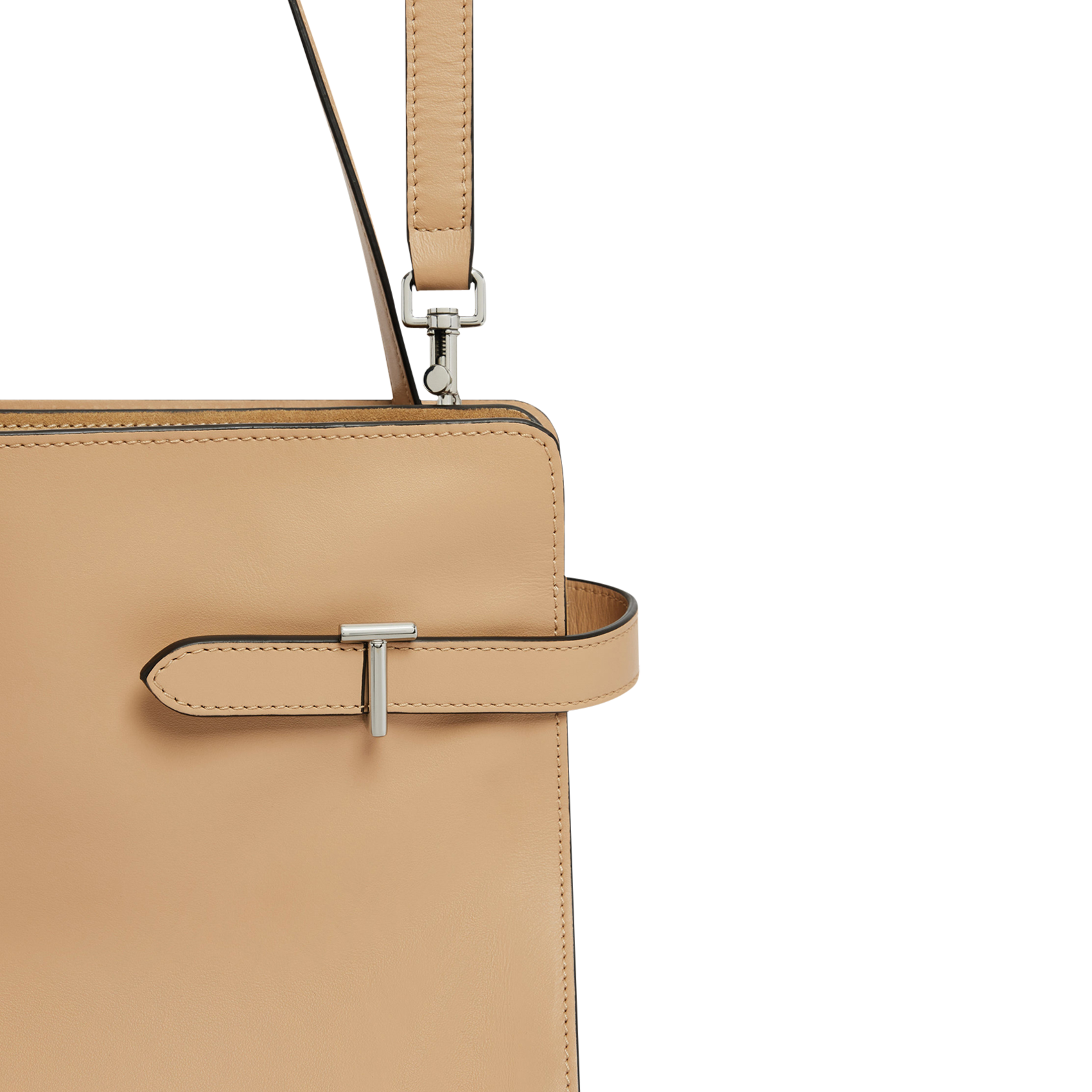 Geschnürte Beuteltasche aus strukturiertem Leder LE TANNEUR Beige