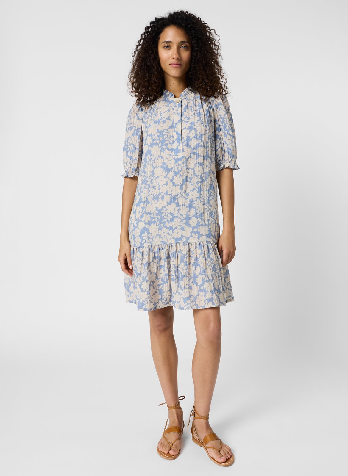 Kurzes bedrucktes Kleid mit Stehkragen GERARD DAREL Blau