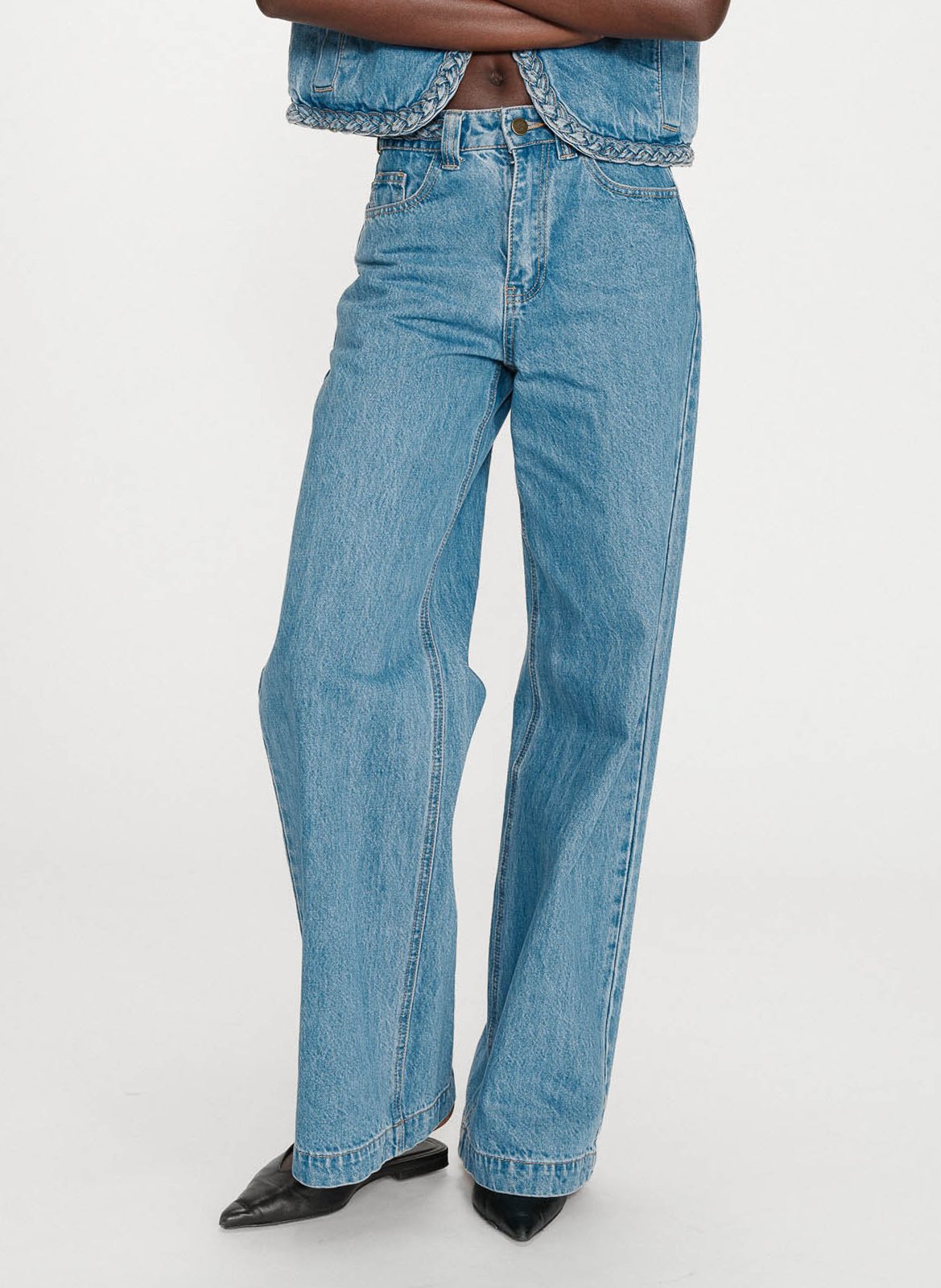 Jean ample taille haute en denim GRACE ET MILA Bleu