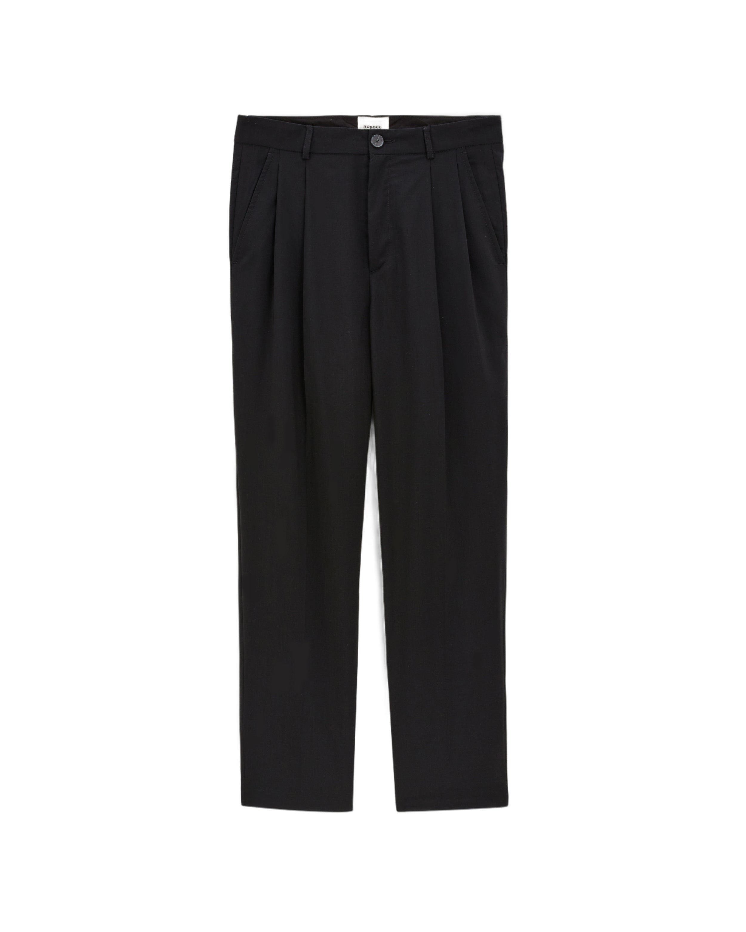 Wide-leg pleated trousers in lotten black Noyoco Black