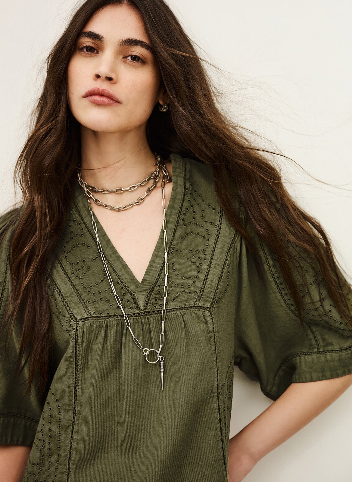 Short cotton dress BA&SH Khaki